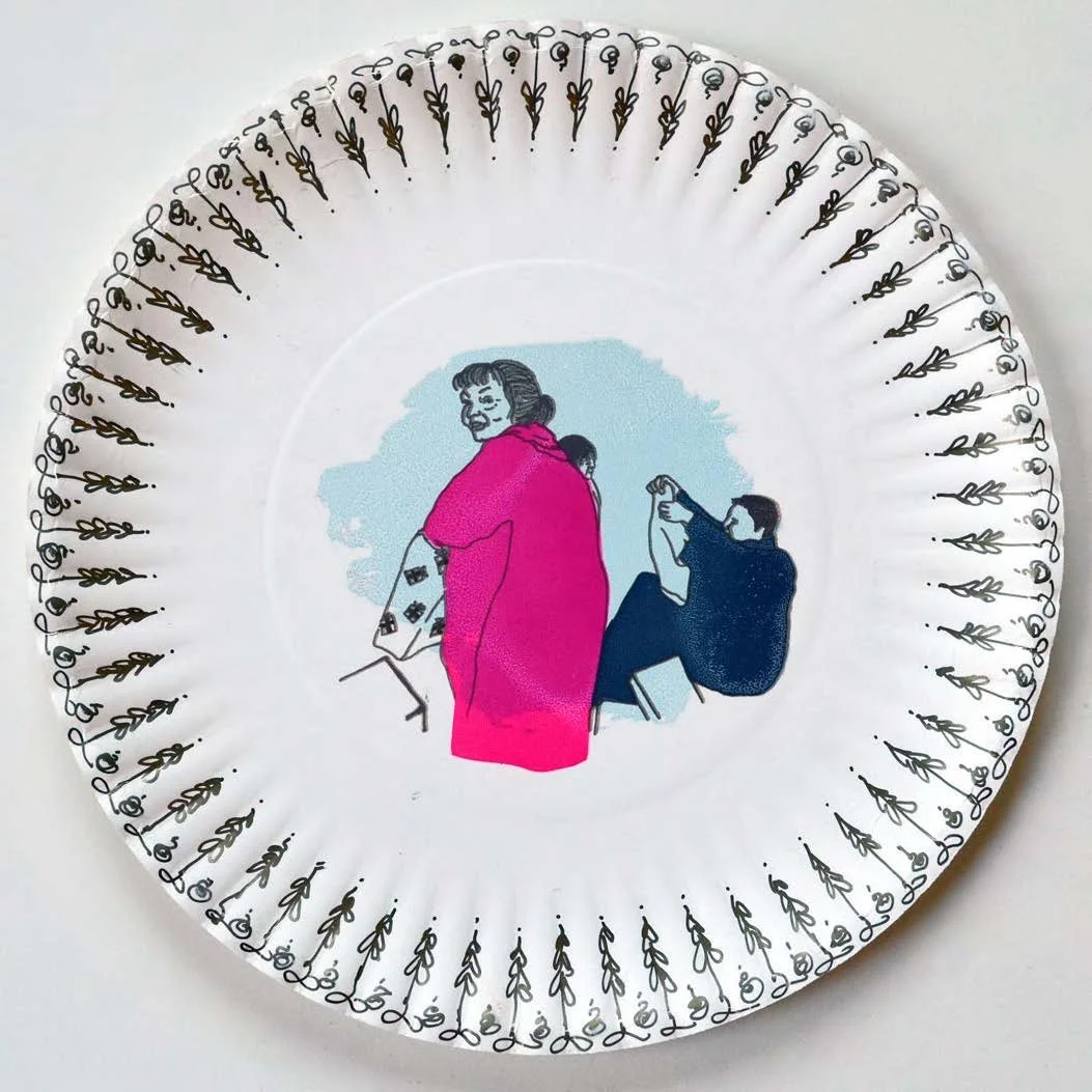  Fancy Paper Plate Series: Presents! 
screenprint and gold marker
9" diameter
2008