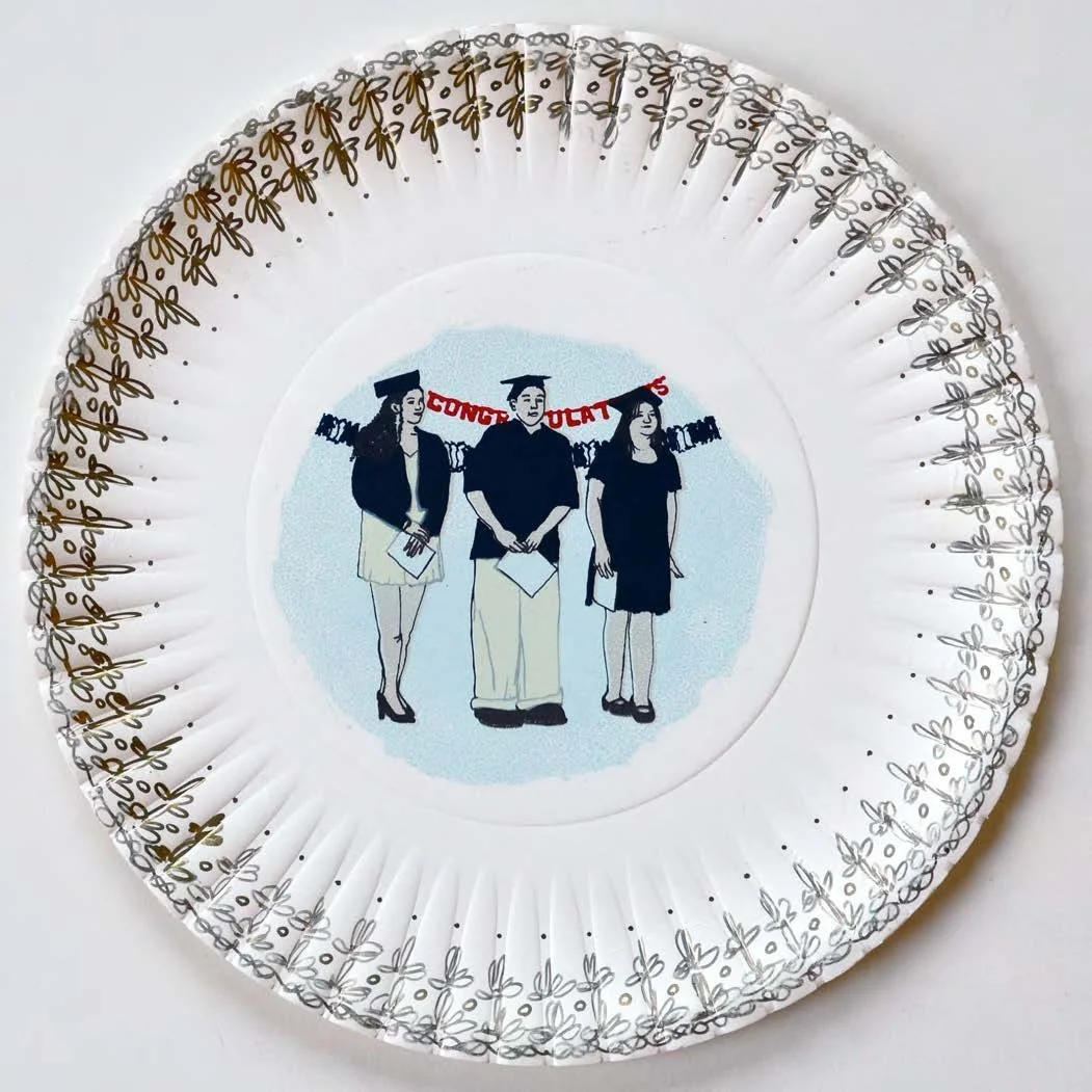  Fancy Paper Plate Series: Congratulations 
screenprint and gold marker
9" diameter
2008