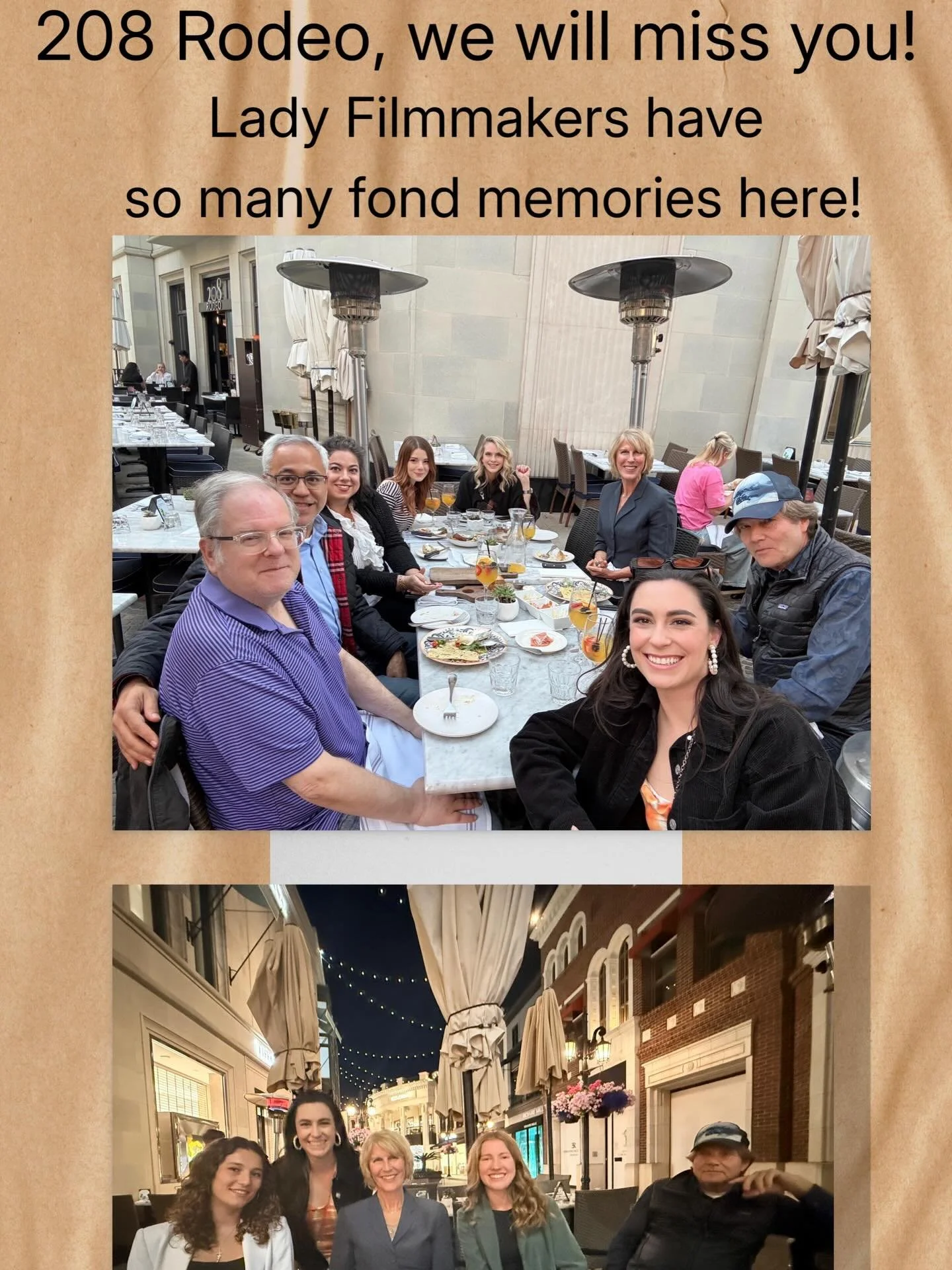 We had one last @ladyfilmmakers meetup at @208rodeo on @viarodeo - we are so sad to see them leave. So many wonderful memories at this iconic restaurant and venue. We&rsquo;ll miss not only the great food and service but the glamour and ambiance too.