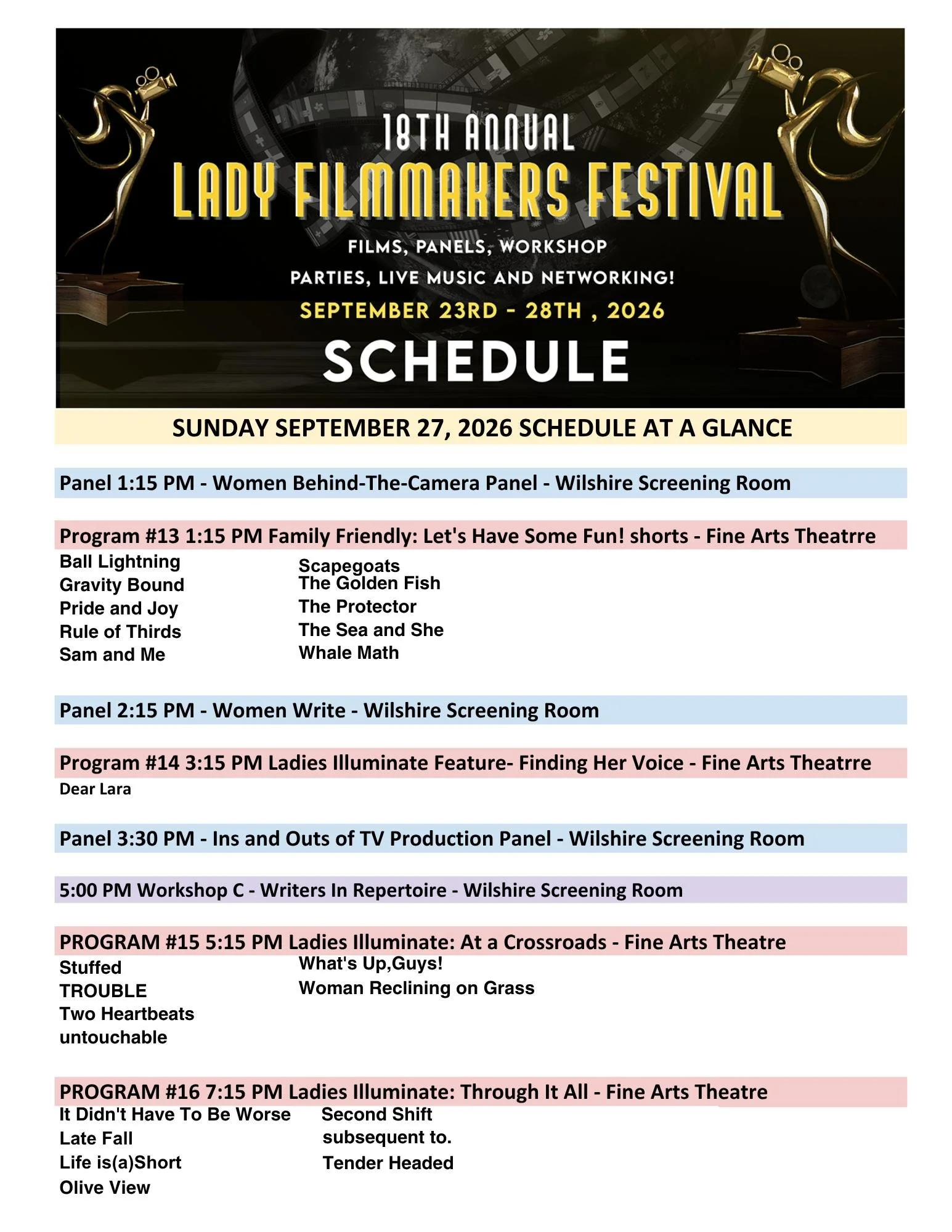 ✨ Sunday at Lady Filmmakers Festival!

We&rsquo;re keeping the festival weekend going with another packed day of films, panels, workshops, networking, and more in Beverly Hills! 🎬✨

Save Sunday&rsquo;s schedule and join us for a day celebrating film