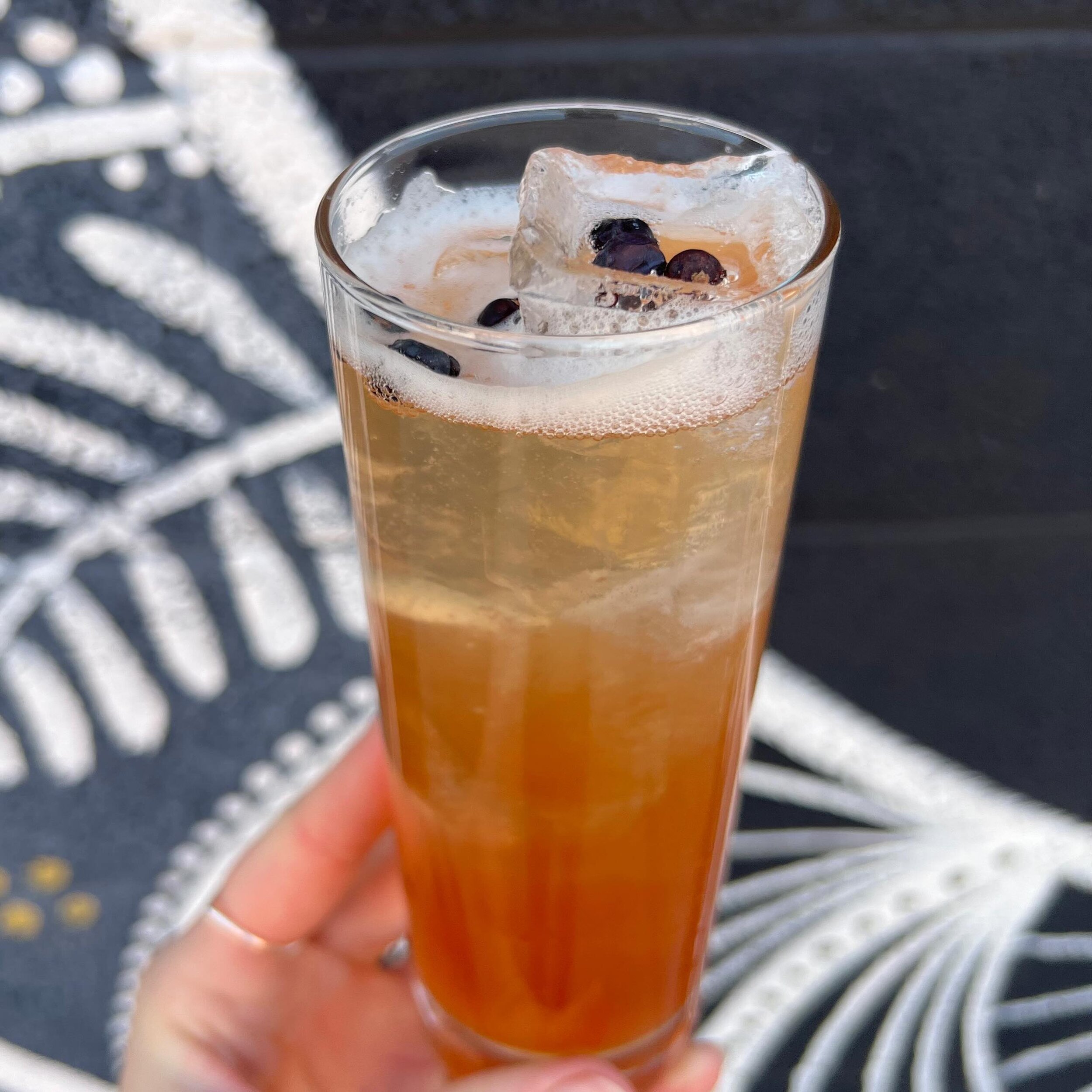 You gotta try our new featured Happy Hour Cocktail! It&rsquo;s custom tailored to get you primed for perfect patio post ups! Heavily floral and oh so delicious it&rsquo;s made with Gin, House-made Lemongrass Rose Tonic, Elderflower, and Soda! Come tr
