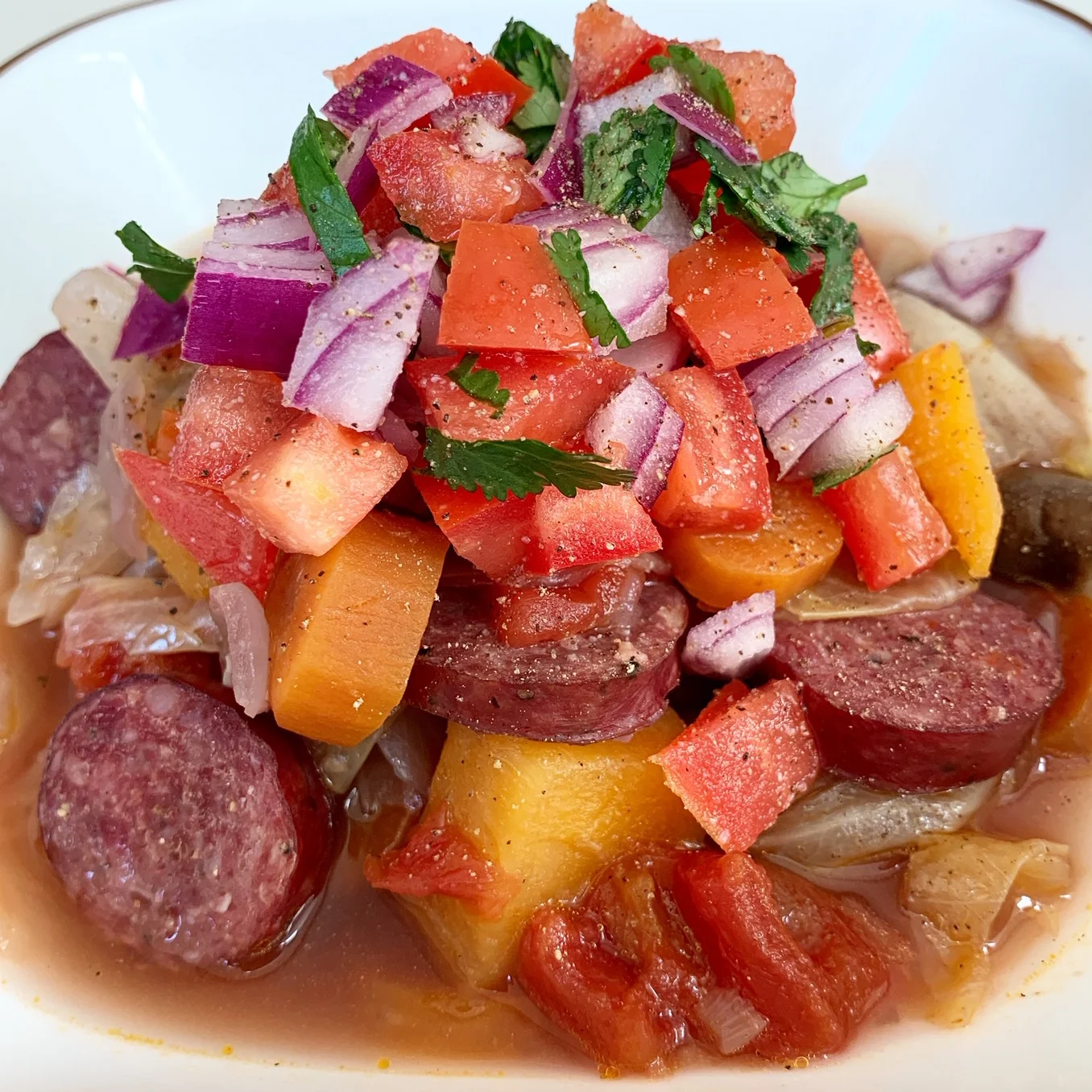 Cabbage and Kielbasa Bone Broth 