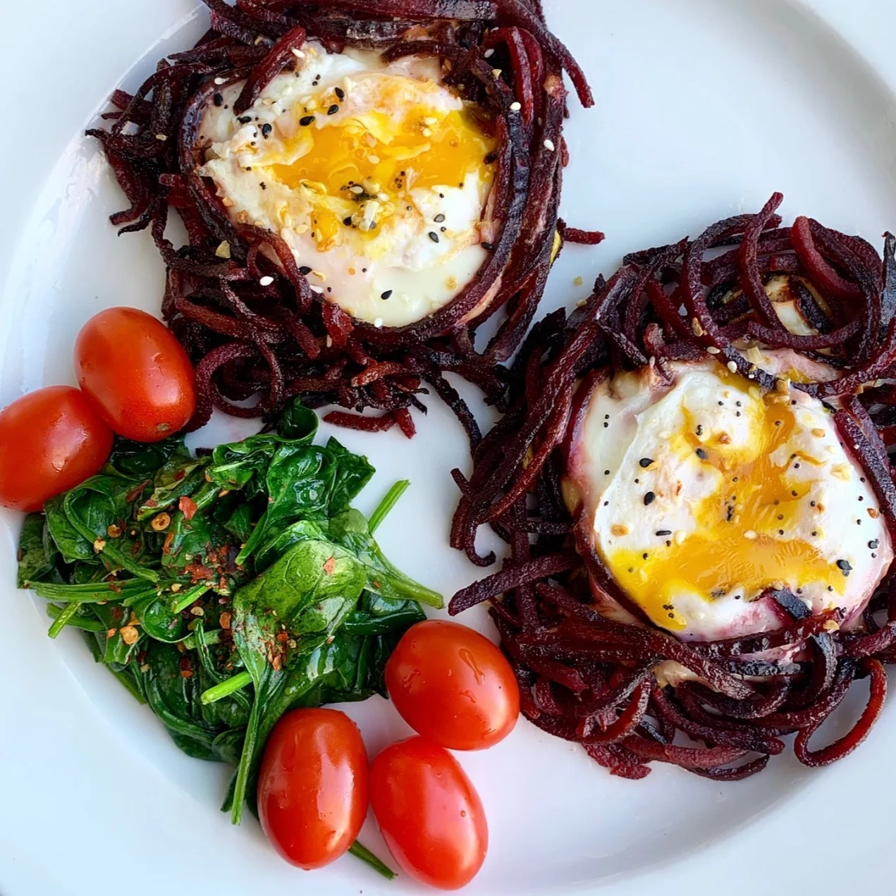 Spiralized Beet Nests