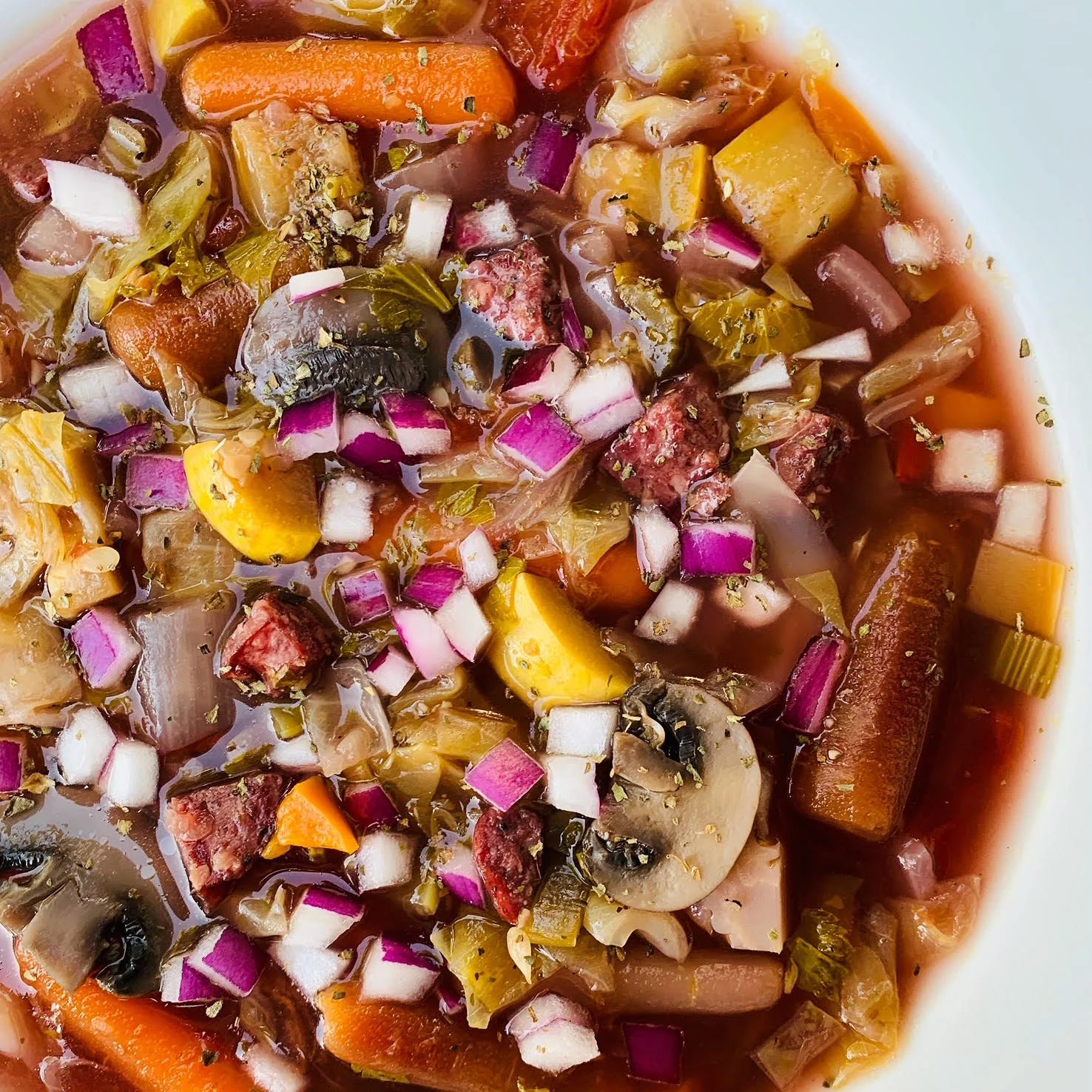 Bone broth cabbage and vegetable soup