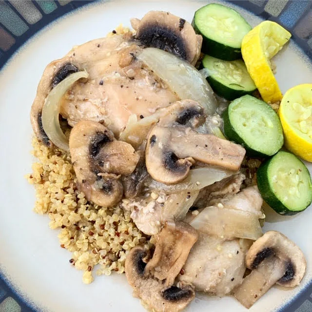 Boneless Chicken Thighs in a Bone Broth Gravy