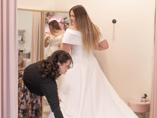 bride at her bridal appointment in rochester ny