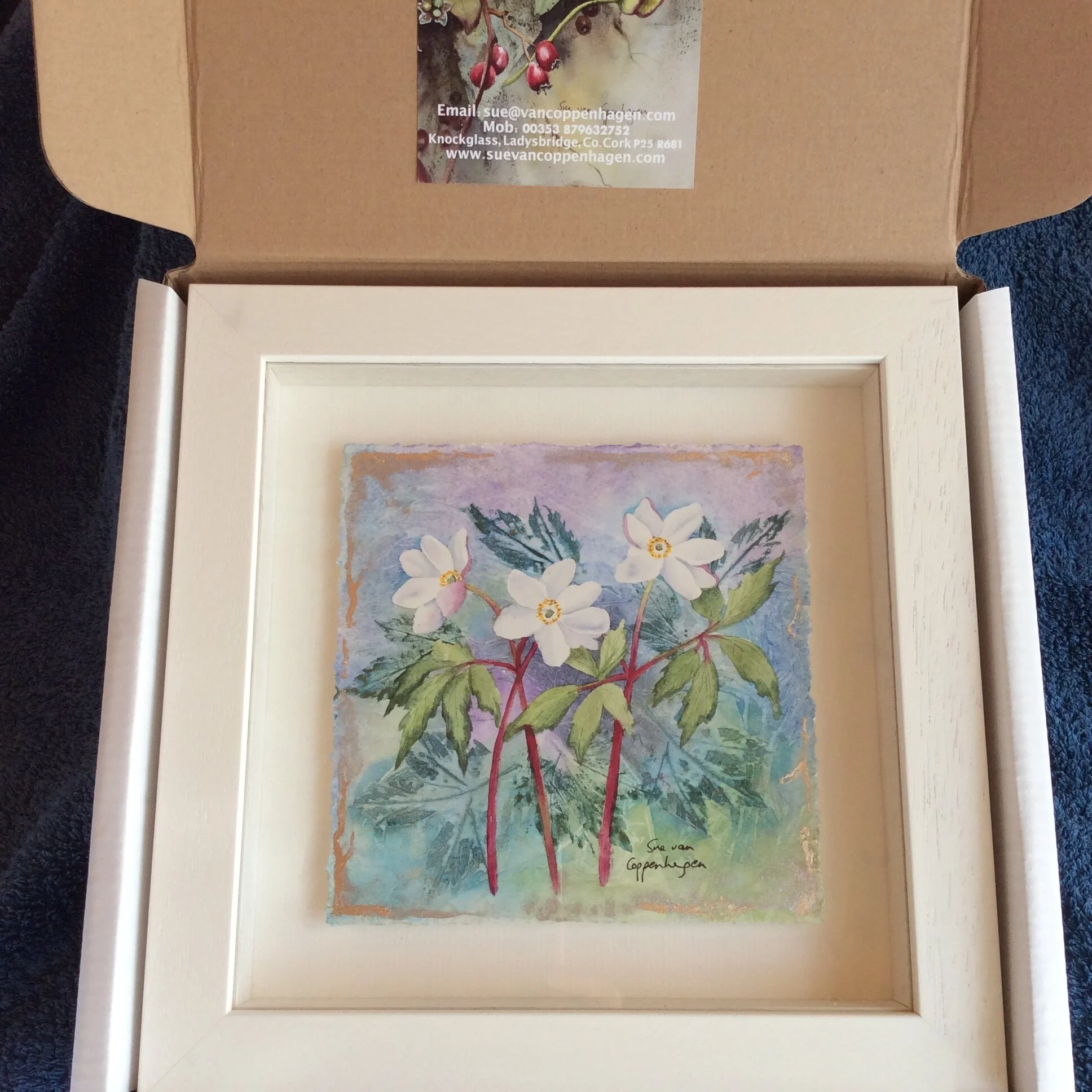Wood anemones painting framed