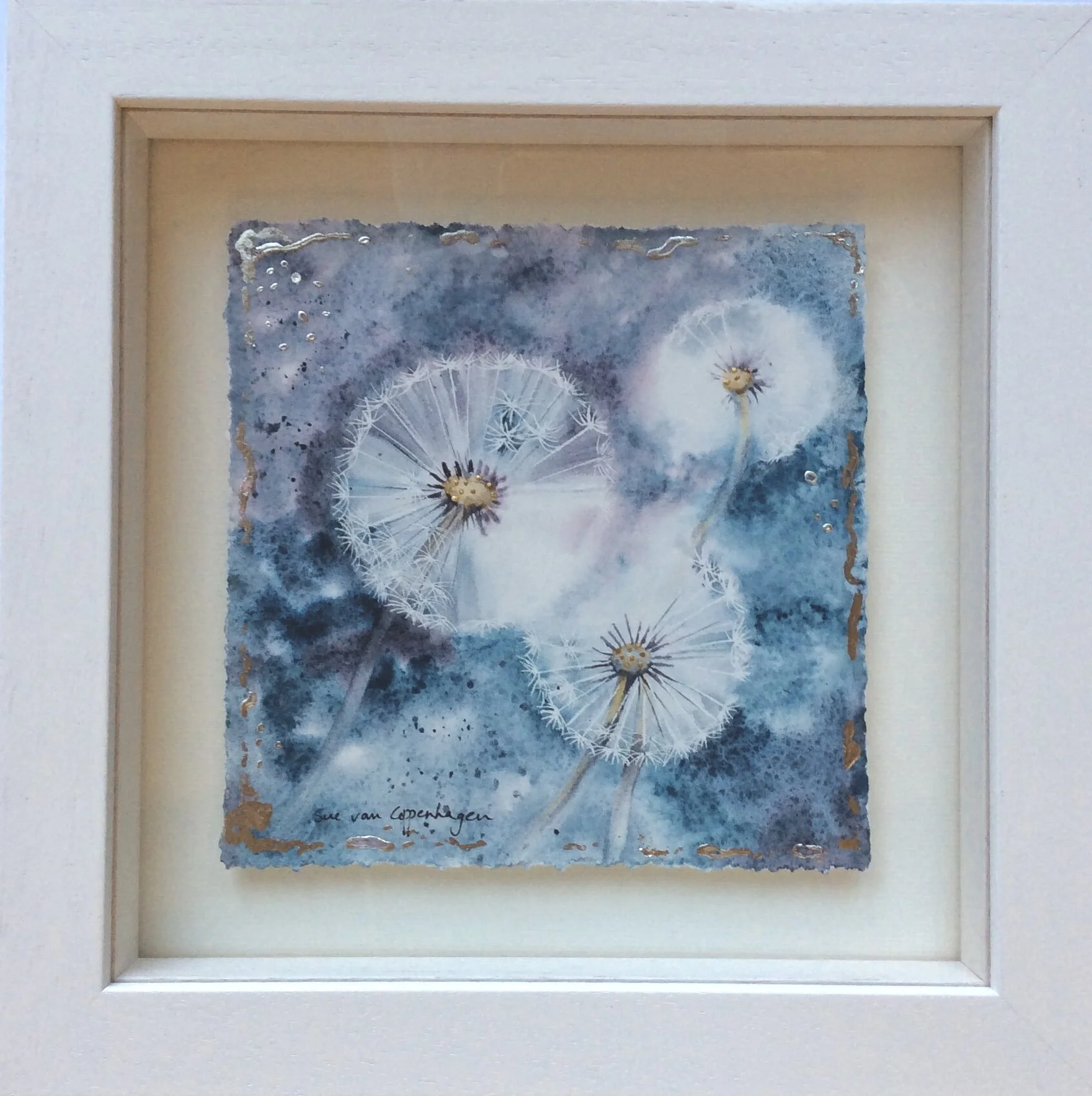 Dandelions painting framed