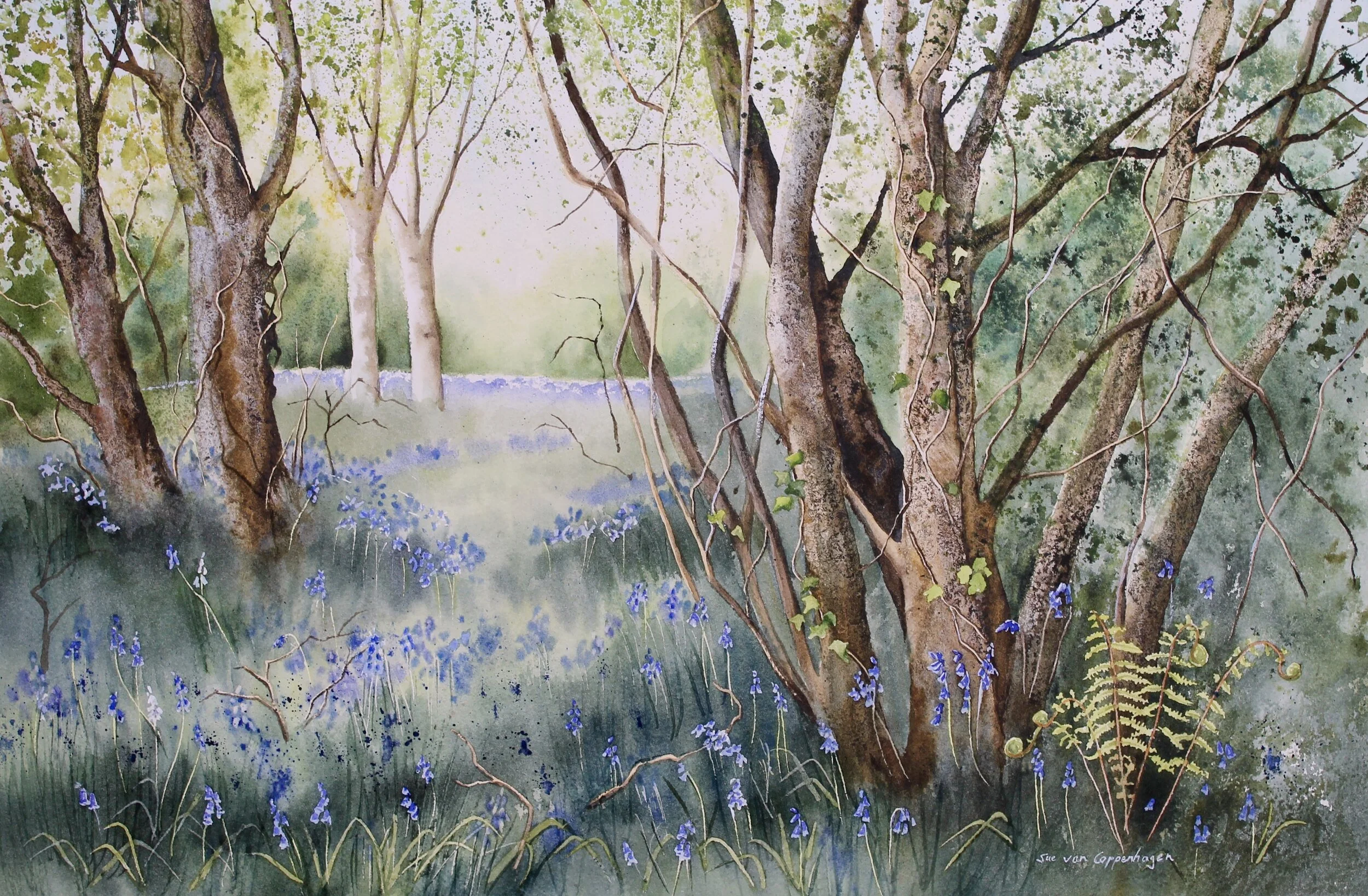 Bluebell woods painting