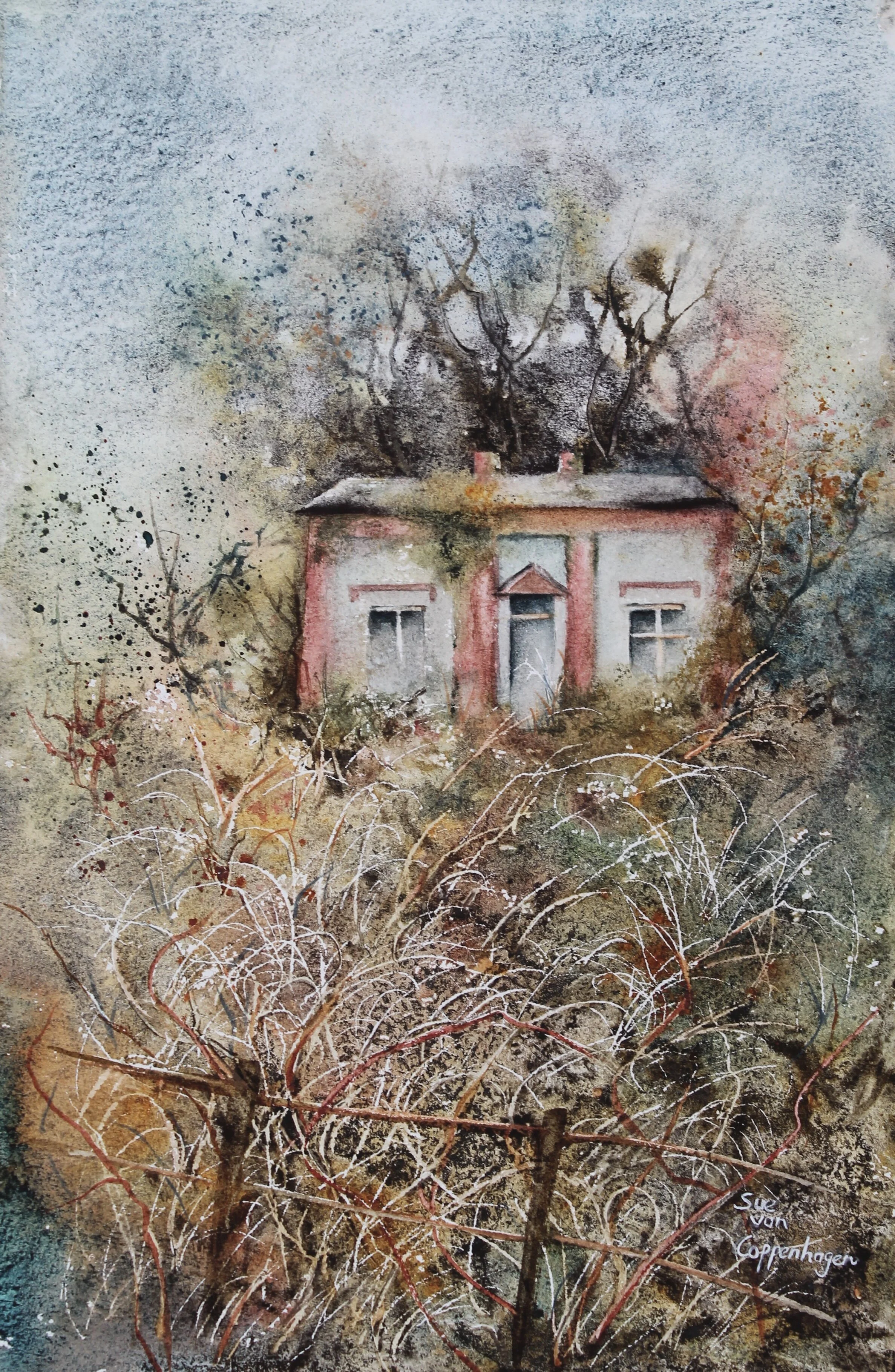Derelict cottage painting