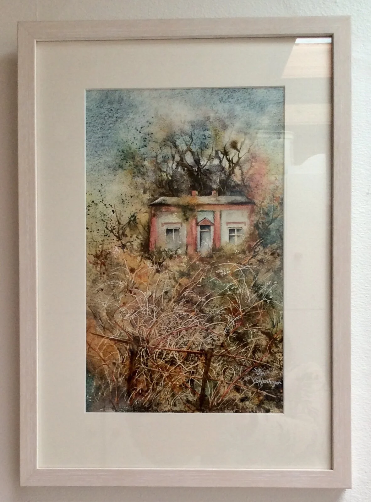Derelict cottage painting framed