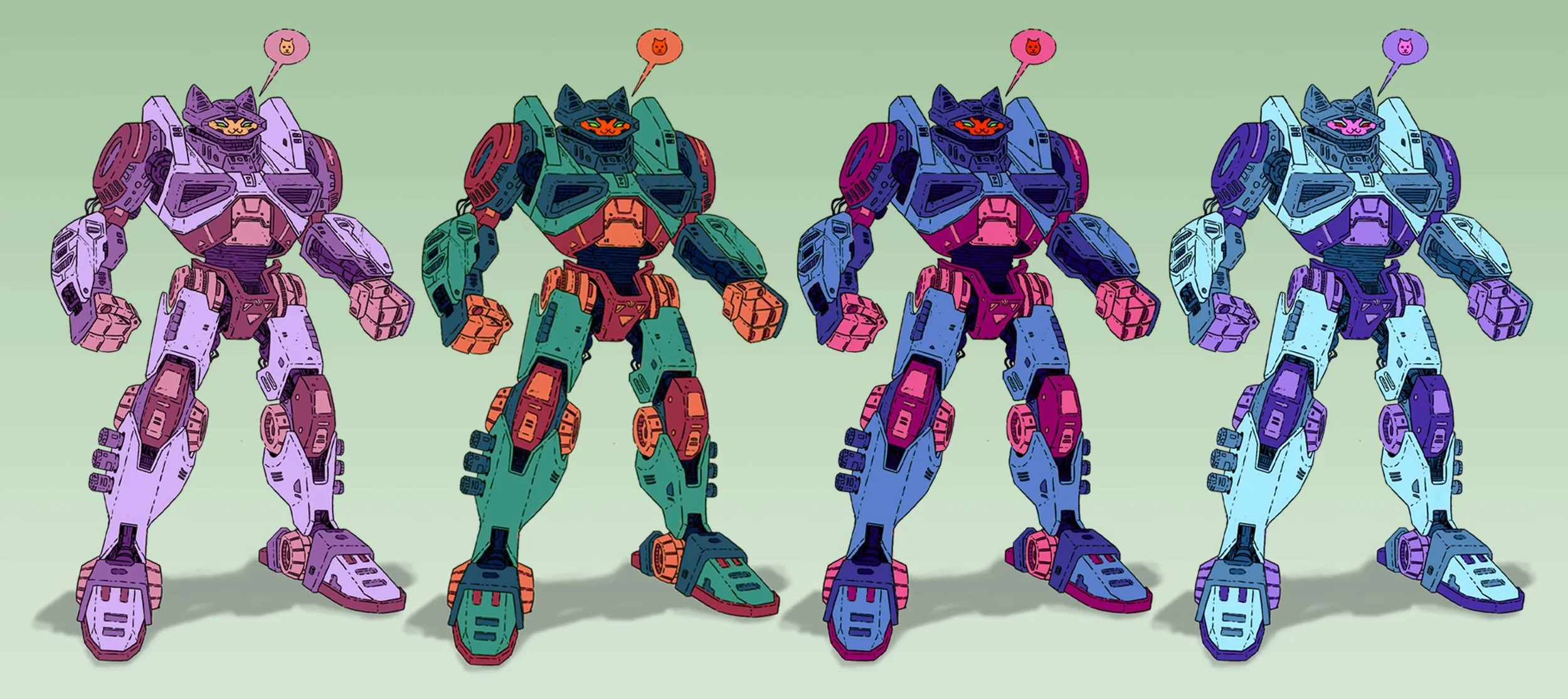 Kitty-Bot mech design and colour variation / Katie Reade Adventures