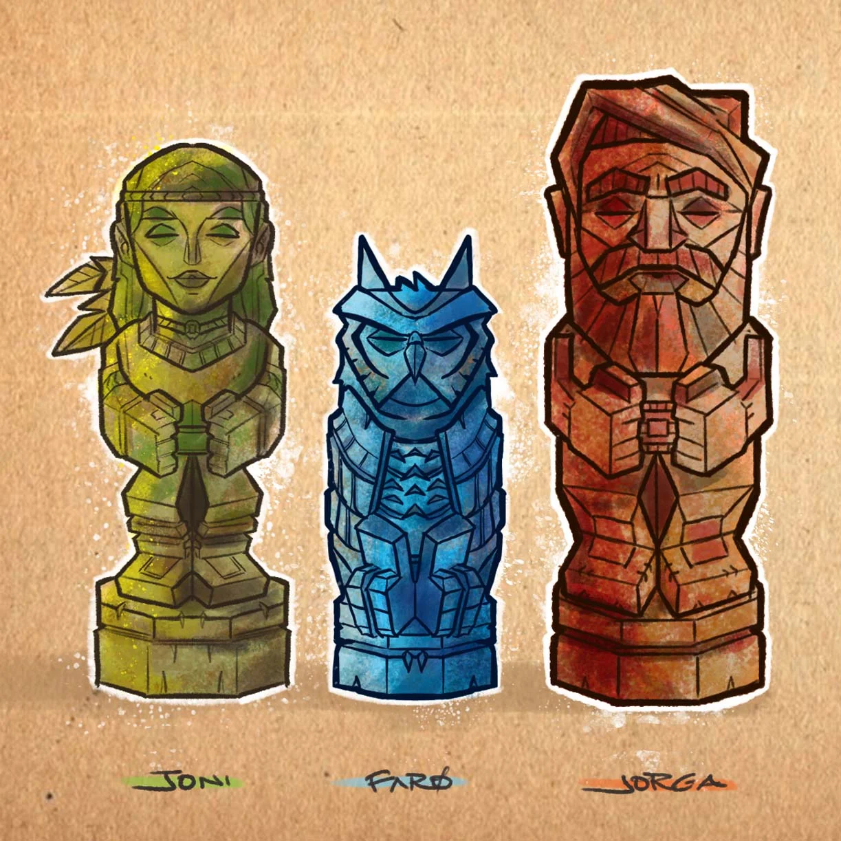 Tiki Characters / Joni and the Owl