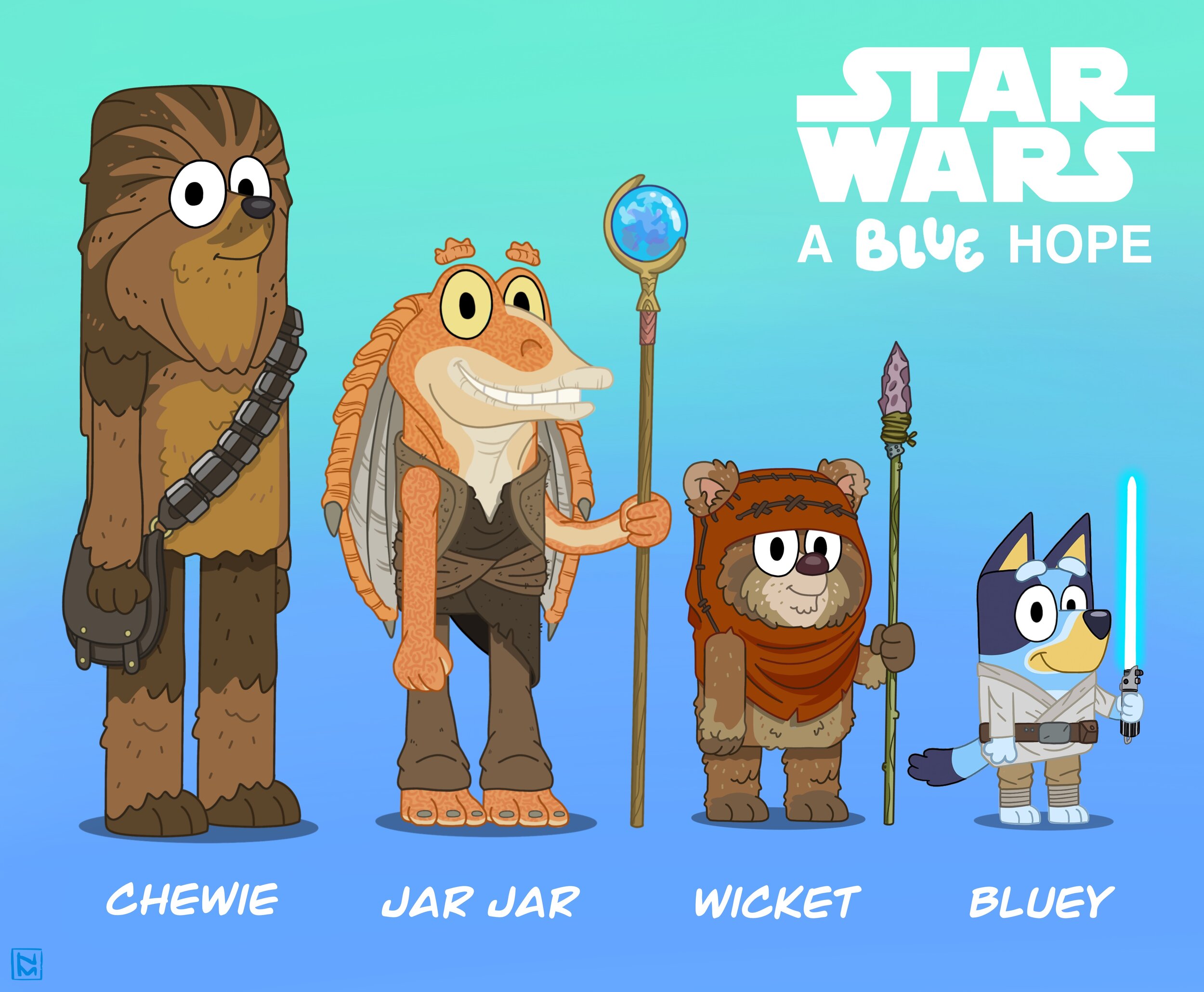 A Star Wars / Bluey Mashup - Fan Art