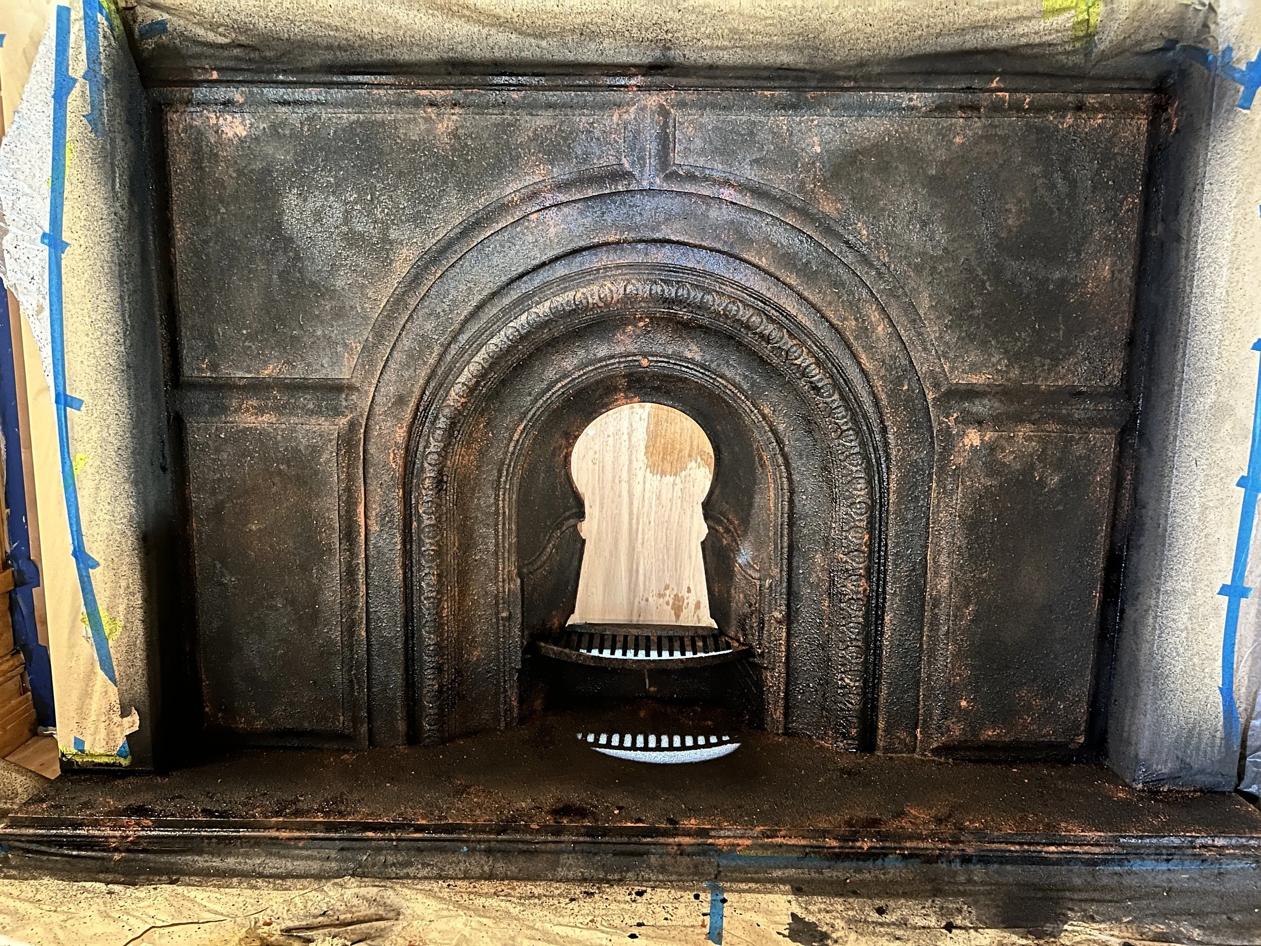 Fake antique fireplace