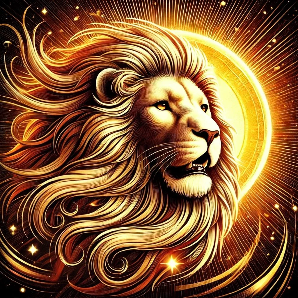 DALL·E 2024-10-03 20.25.29 - A powerful and regal illustration of the Leo zodiac symbol, featuring a majestic lion under a bright, golden sun. The lion is depicted with a proud, c.jpeg