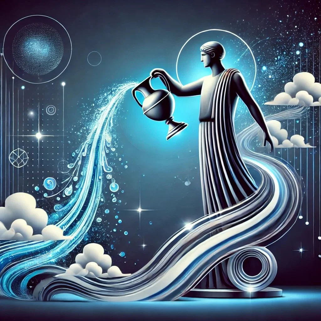DALL·E 2024-10-06 21.08.20 - An innovative and flowing illustration of the Aquarius zodiac symbol, featuring a figure pouring water from an urn. The water streams out gracefully, .jpeg