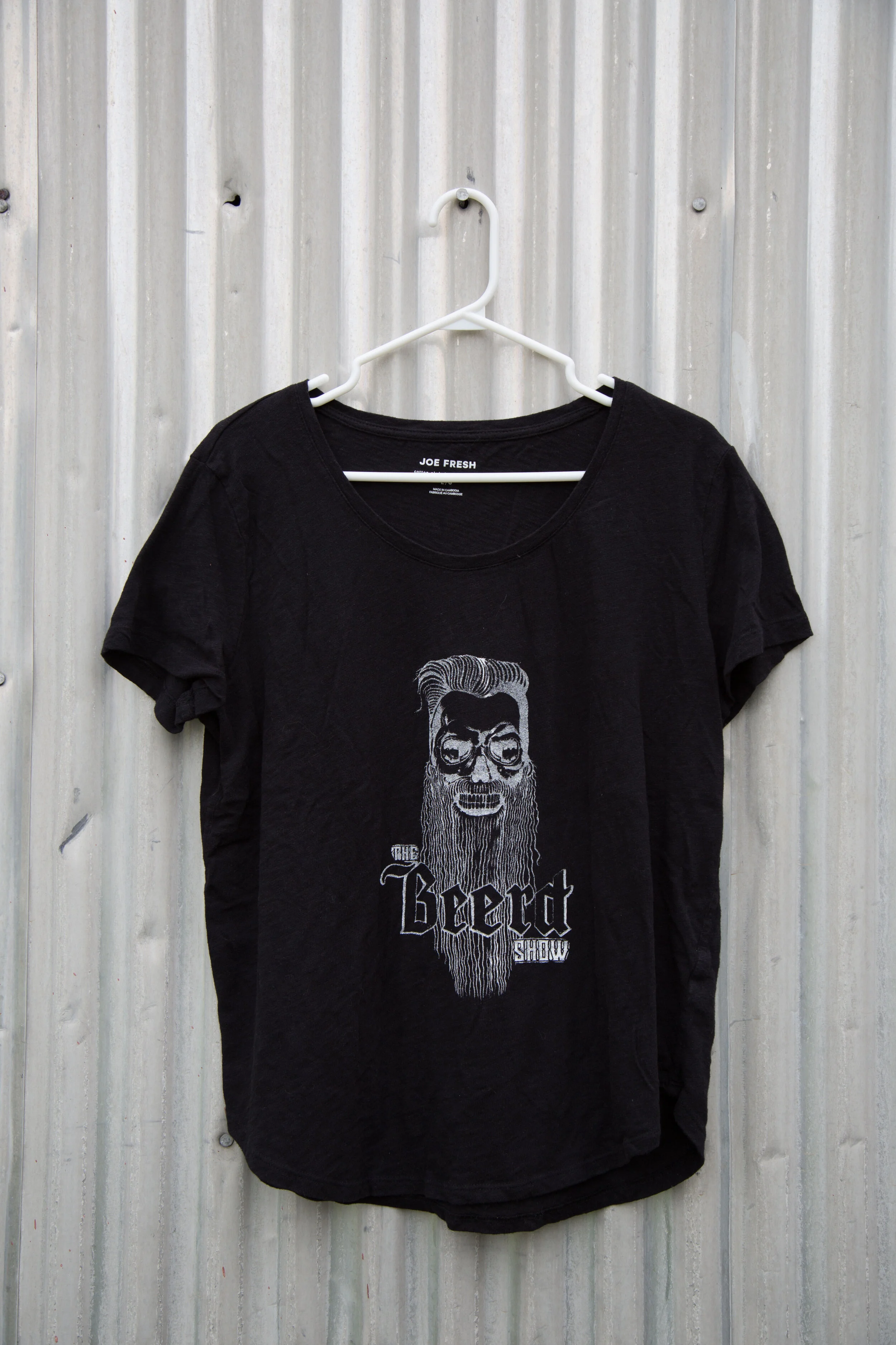L Black Scoop Neck T Shirt