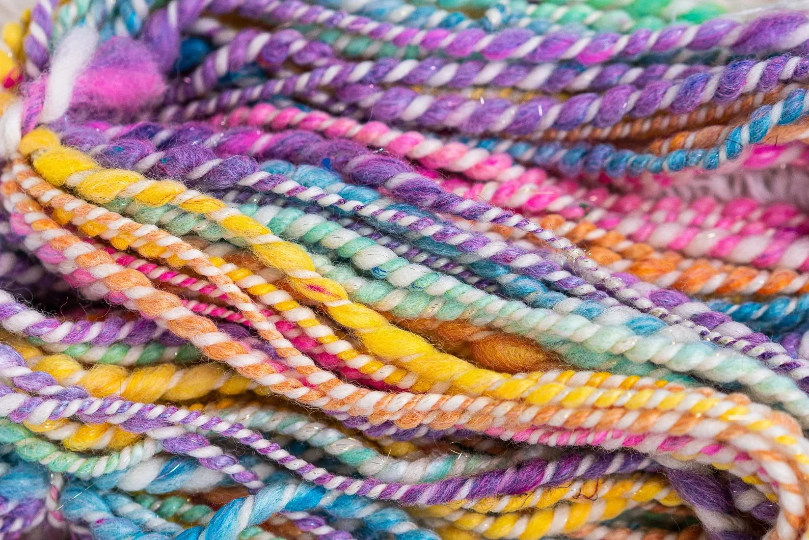 Rainbow Scrap Yarn with Neutral White and Gold Sparkle JPG.jpg