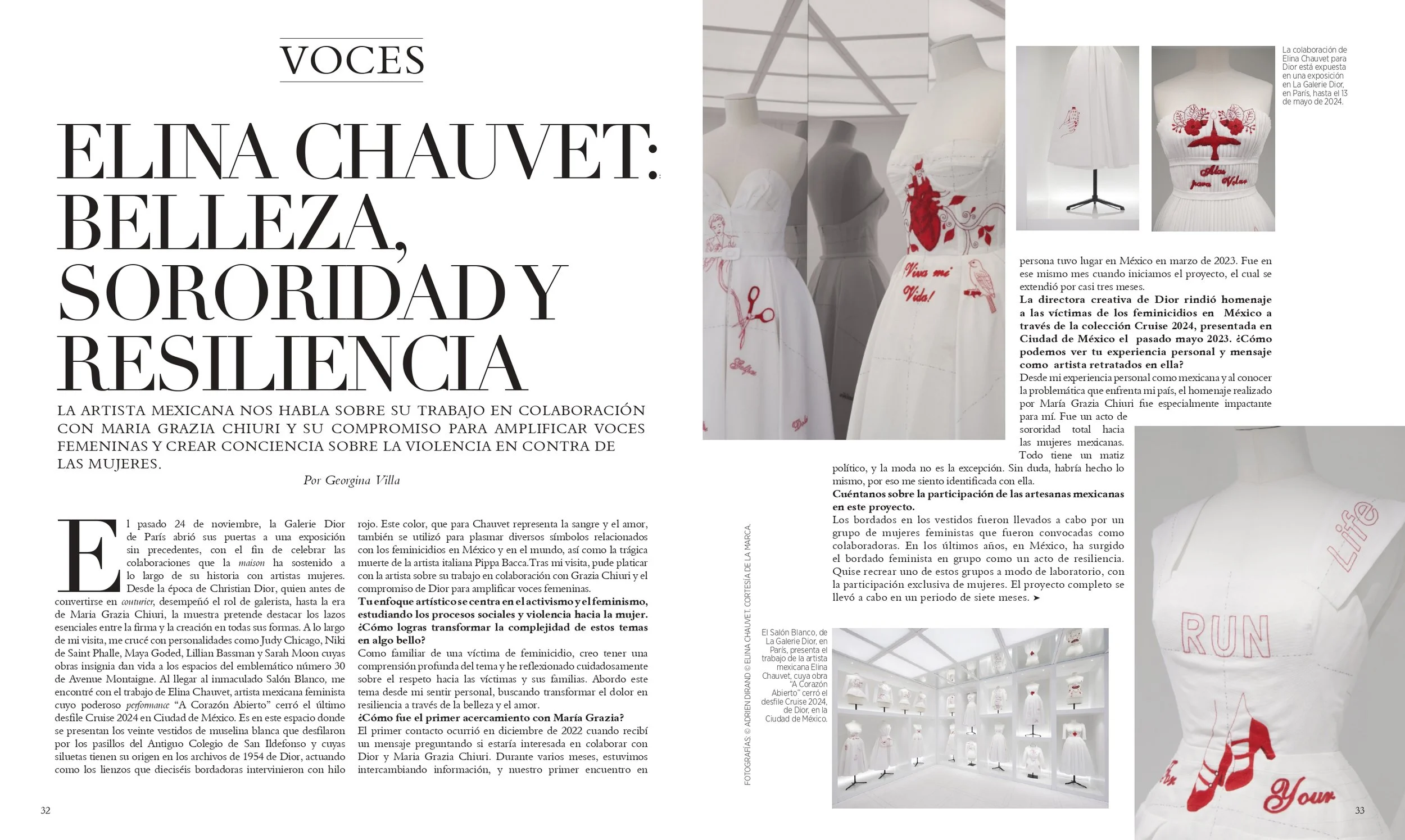 Artist and activist Elina Chauvet on her performance piece for Dior Cruise 2024 (Harper’s Bazaar Mexico)