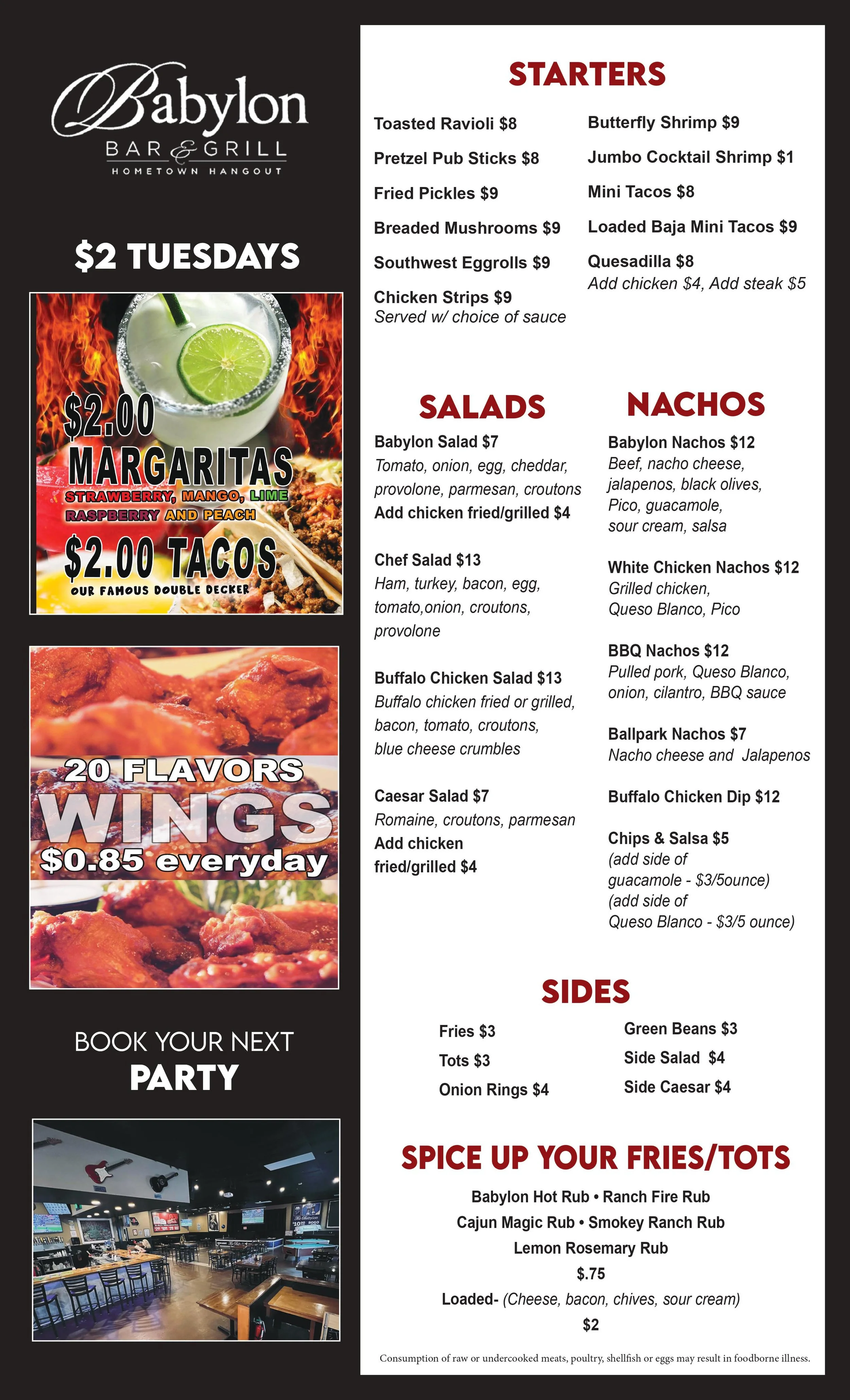 Cottleville Menu — The Babylon