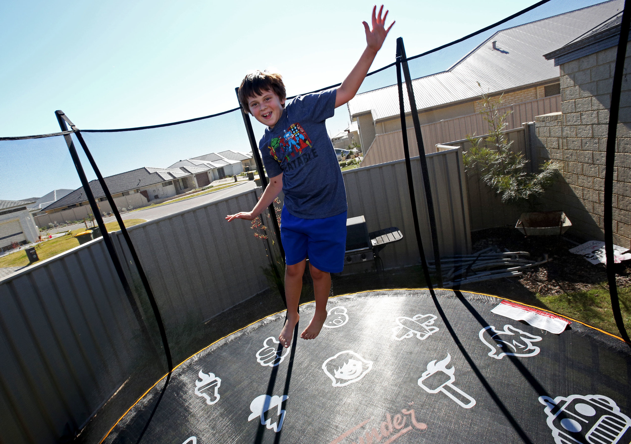 boy on a trampoline