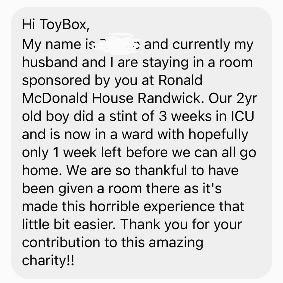 Messages like these that confirm our grant funding choices 🥹❤️ join us in #keepingthetoyboxfull and donate this Christmas to support a local family doing it tough. Link in bio.