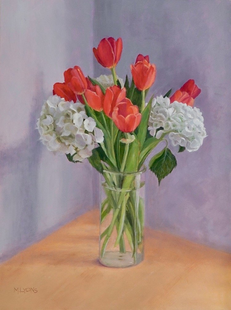 Tulips and Hydrangeas