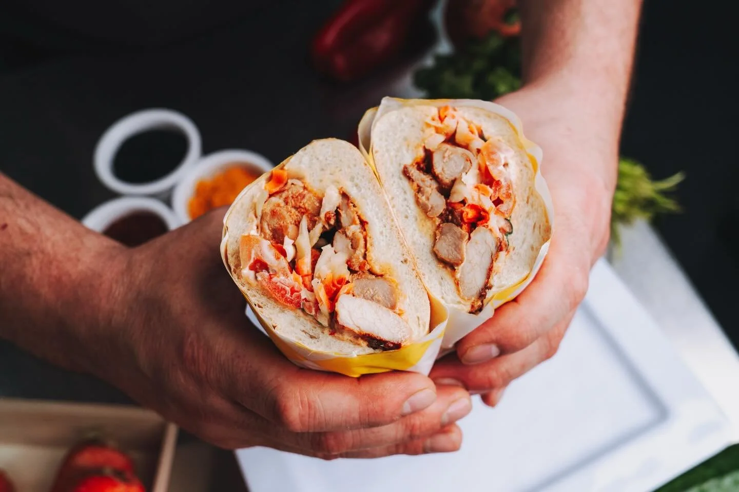 Introducing our Spicy Thai Chicken Sandwich 🌶️🔥

Catch us at the Petaluma Fairgrounds Tuesday&ndash;Thursday from 11am&ndash;2pm. Come grab yours!