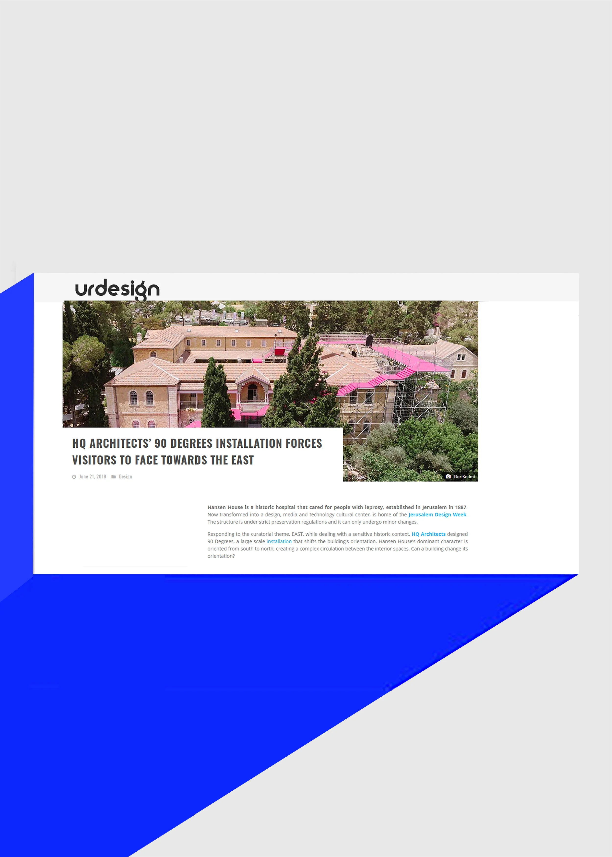 90 Degrees featured in Urdesign (Italy) 