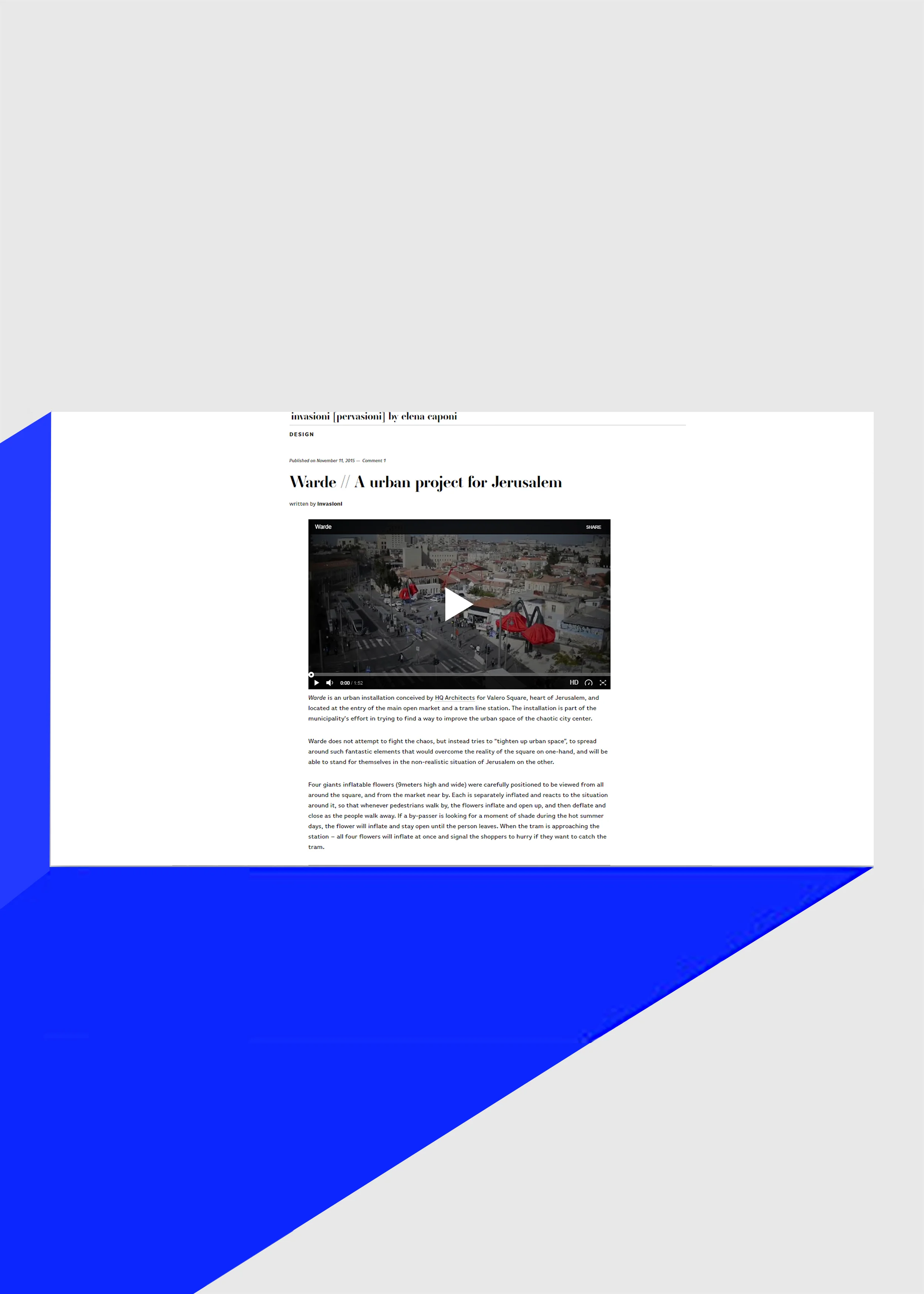 Warde featured in Invasioni (Italy) 