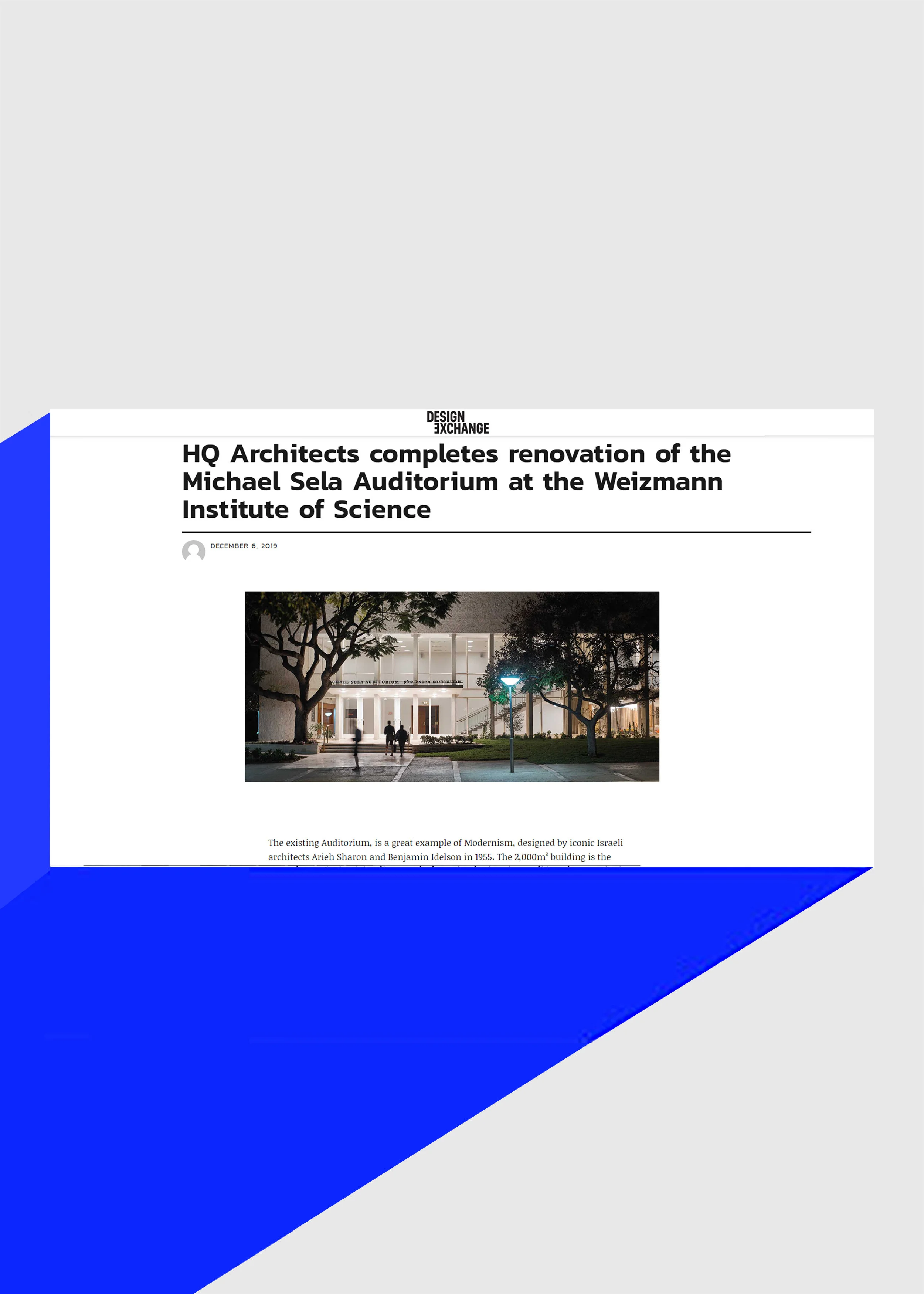 Michael Sela Auditorium featured in Design Exchange