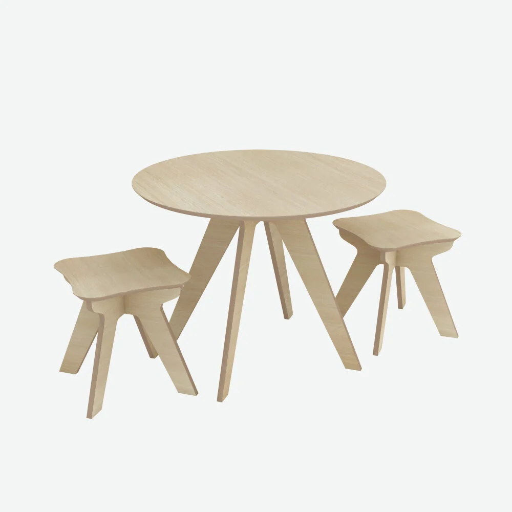 Kindy Table w Junior Stools - Oak - White BG 01.jpg