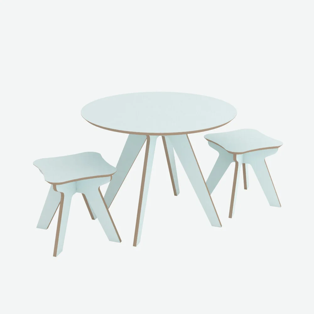 Kindy Table w Junior Stools - Mint (Aquamarine) - White BG 01.jpg