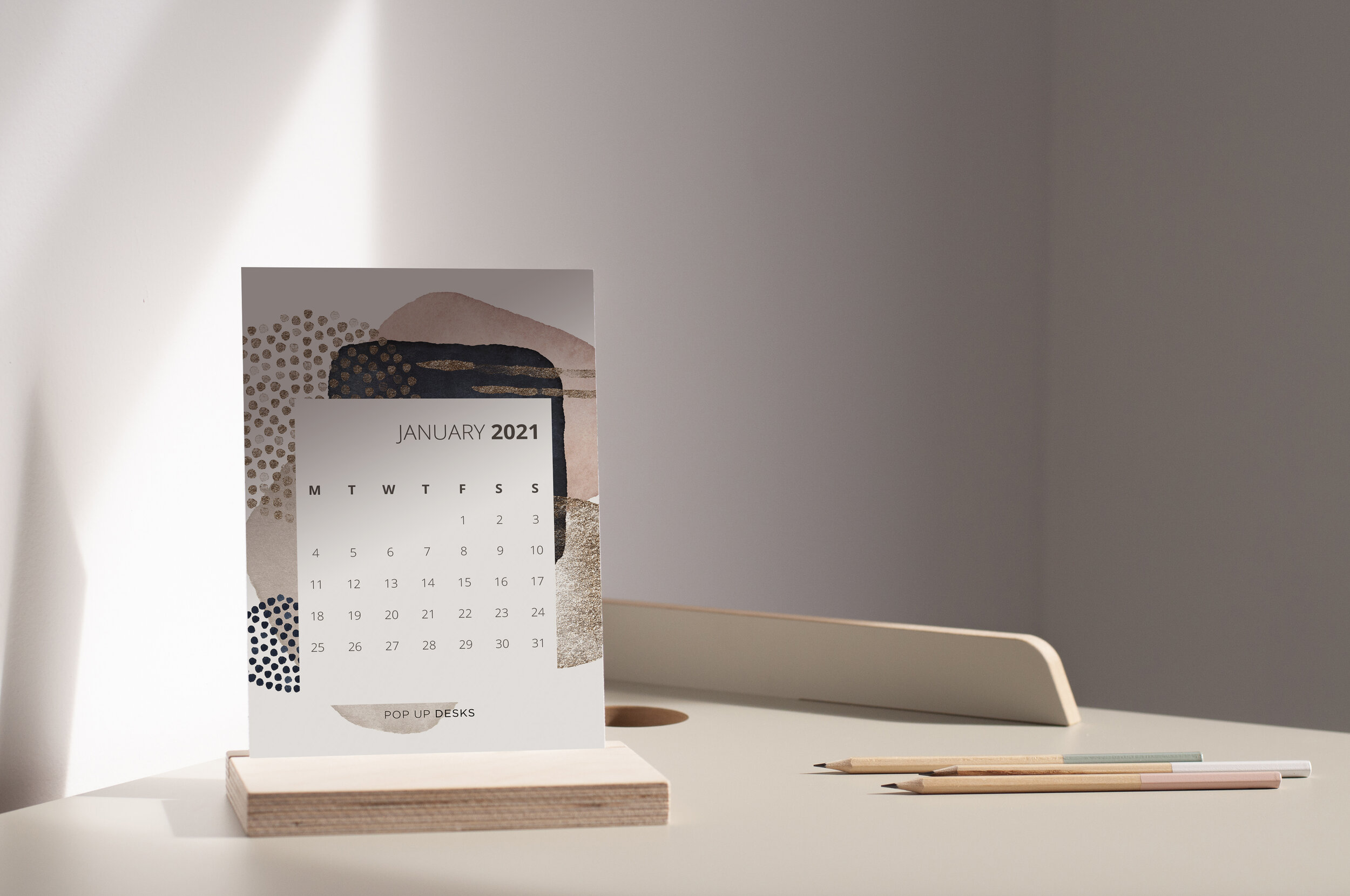 A5 Desk Calendar - Watercolour Brush Strokes