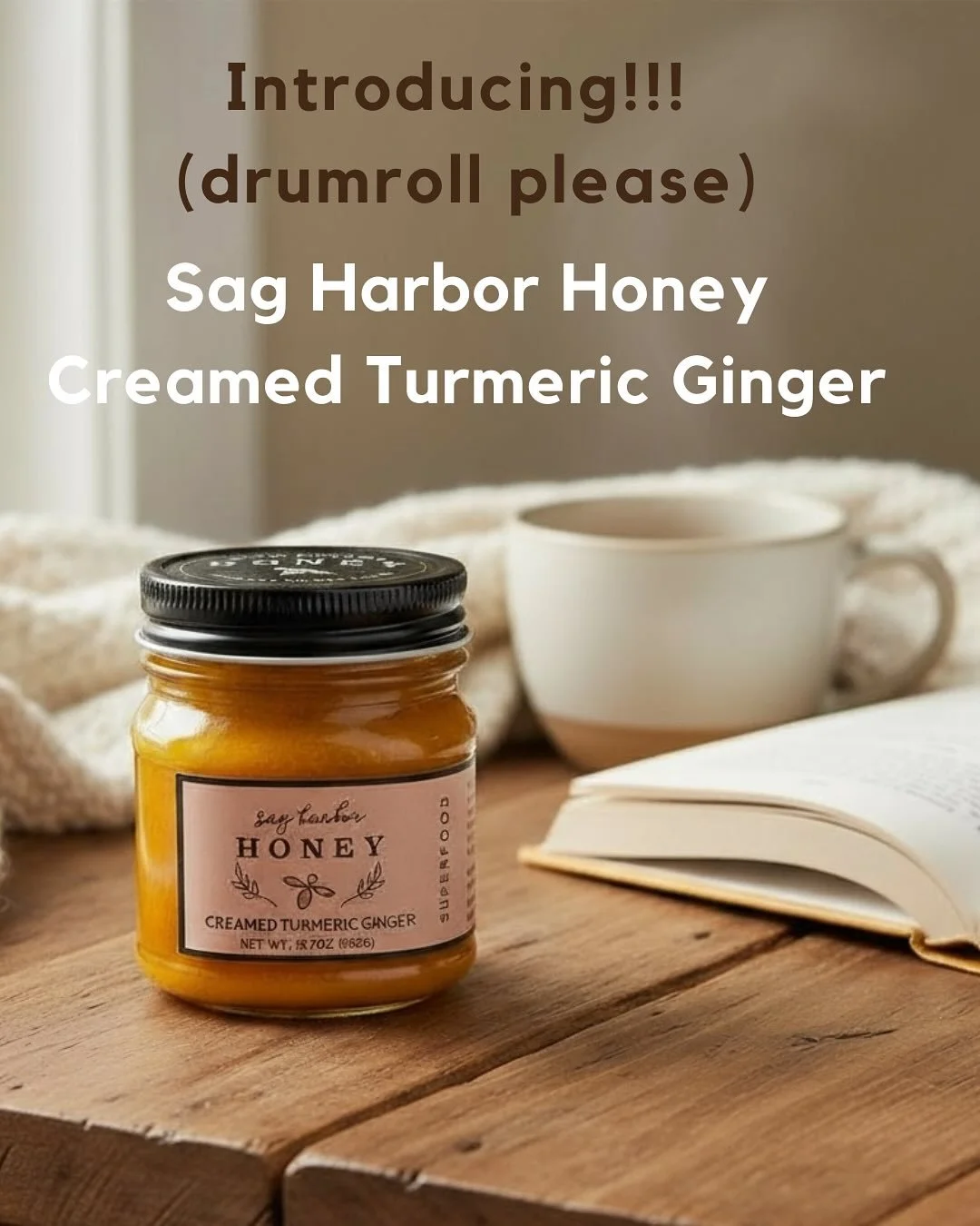 Introducing our new baby to the Sag Harbor Honey household. Creamed Turmeric Ginger Honey! 
A golden blend of 95% Curcumin extract, organic ginger, and pure raw NY wildflower honey &mdash; whipped to creamy perfection. 

This powerhouse combo support