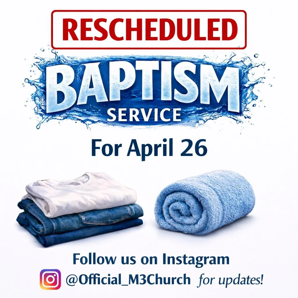 Important update: Our Baptism Service has been rescheduled to April 26. If you are ready to publicly declare your faith in Jesus Christ, we would love for you to join us after service at the pavilion. Please bring a change of clothes and a towel.

Be