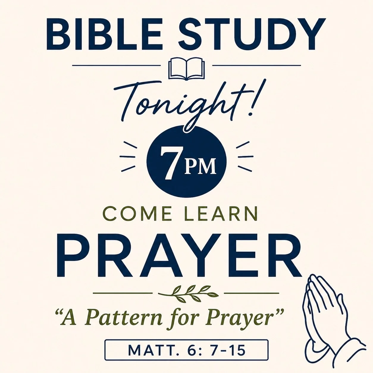 Join us tonight at M3 for Bible Study at 7PM as we dive into the lesson: &ldquo;A Pattern for Prayer&rdquo; 🙏🏾📖
Scripture Focus: Matthew 6:7&ndash;15

Come grow in faith, learn together, and be encouraged through God&rsquo;s Word. We can&rsquo;t w