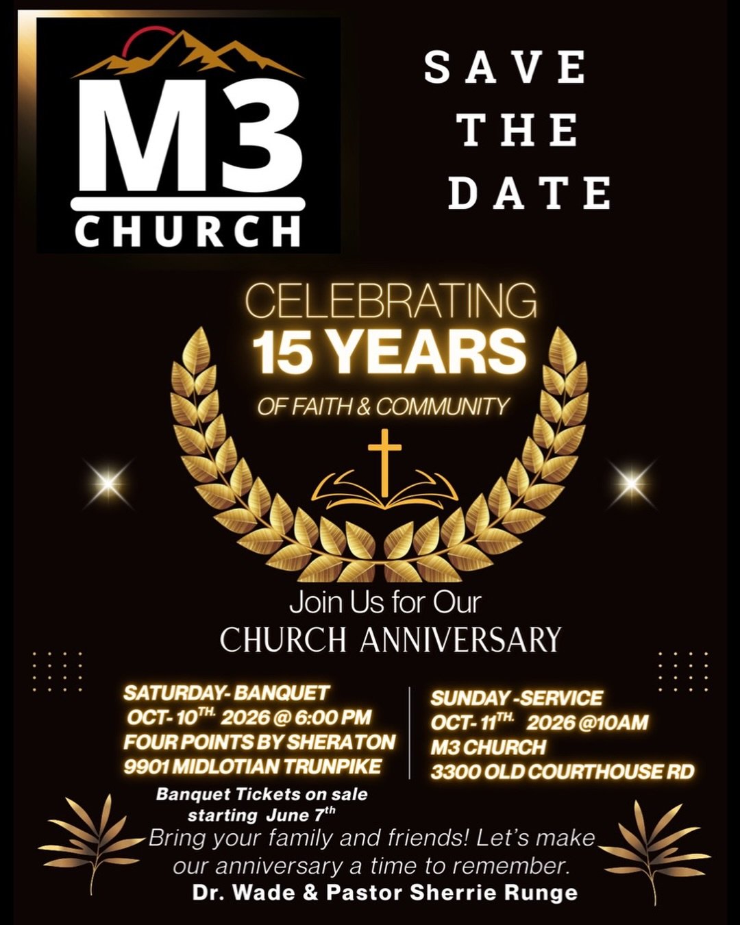 ✨ SAVE THE DATE ✨

M3 Church is celebrating 15 Years of Faith, Growth, and Community! 🎉

For 15 years, we&rsquo;ve witnessed God&rsquo;s faithfulness, life-changing testimonies, and an incredible church family. Now it&rsquo;s time to celebrate toget