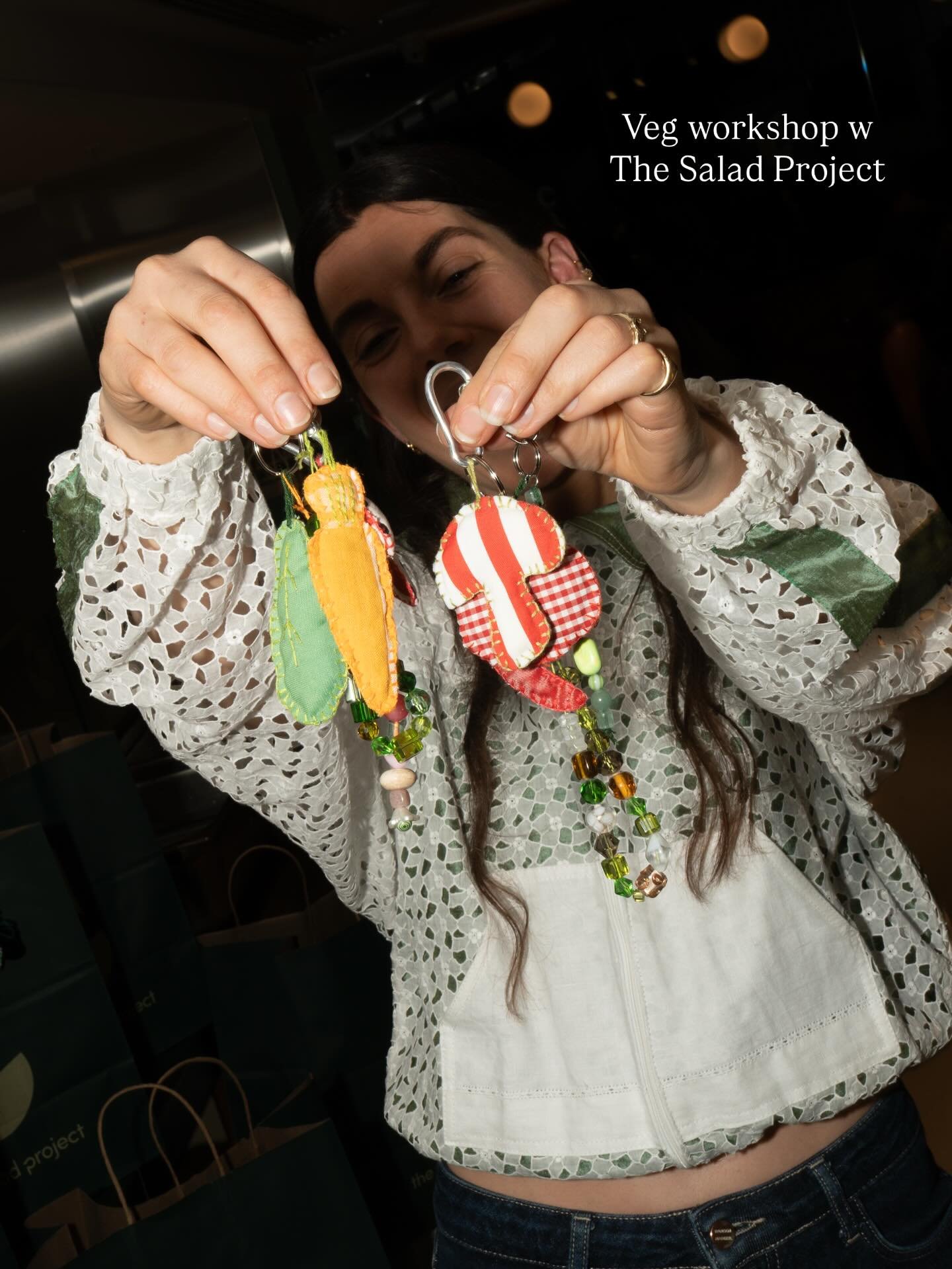 Veggie workshop for @the.salad.project making key charms from 2nd textiles 🥬🥕🥒🍋🥦

I know I always say it but each workshop is so sweet - it&rsquo;s nice seeing how much attendees enjoy learning how to sew &amp; connect back with their hands 🫶 p