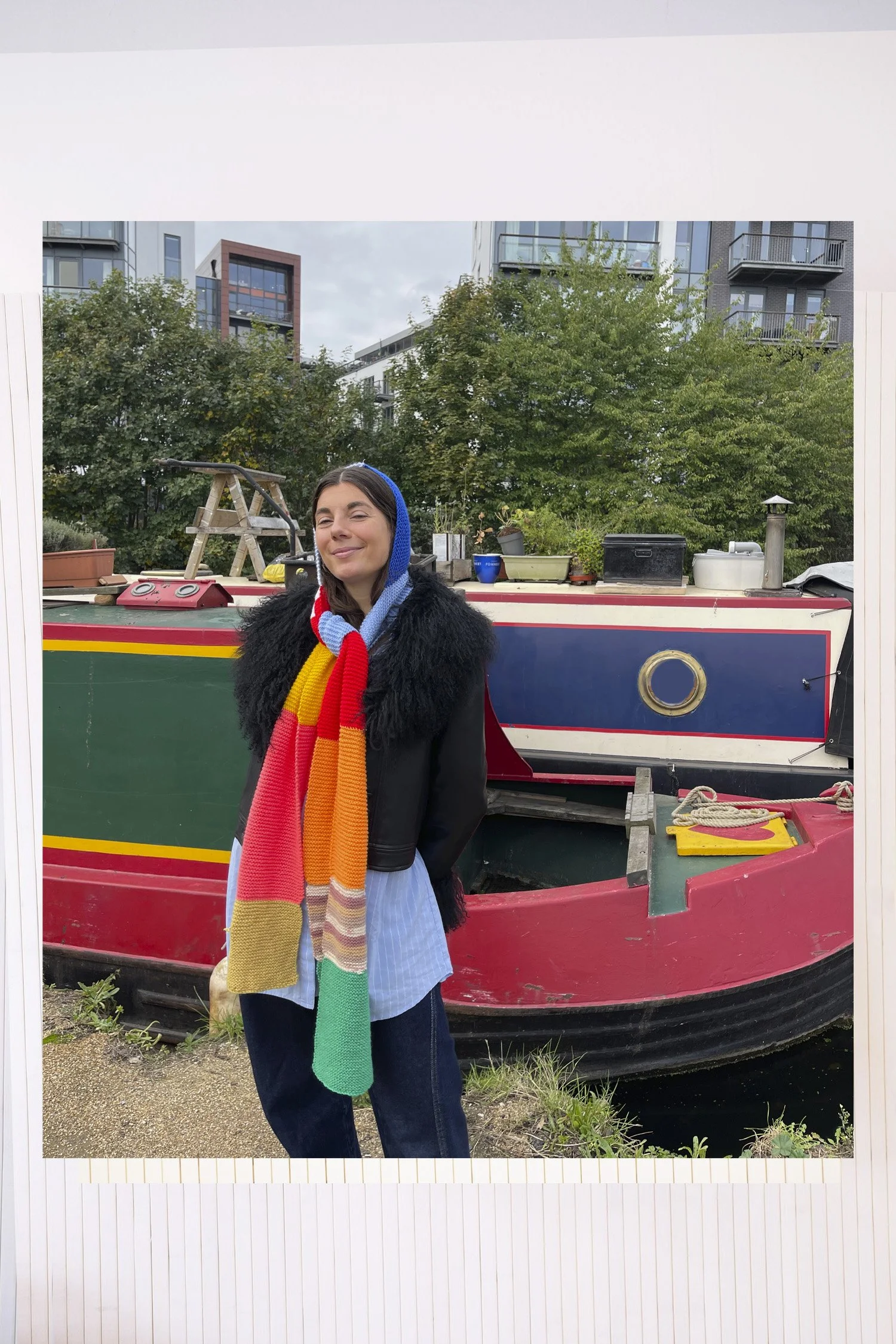 Multicolour Chunky snood hood scarf on me 1 .jpg