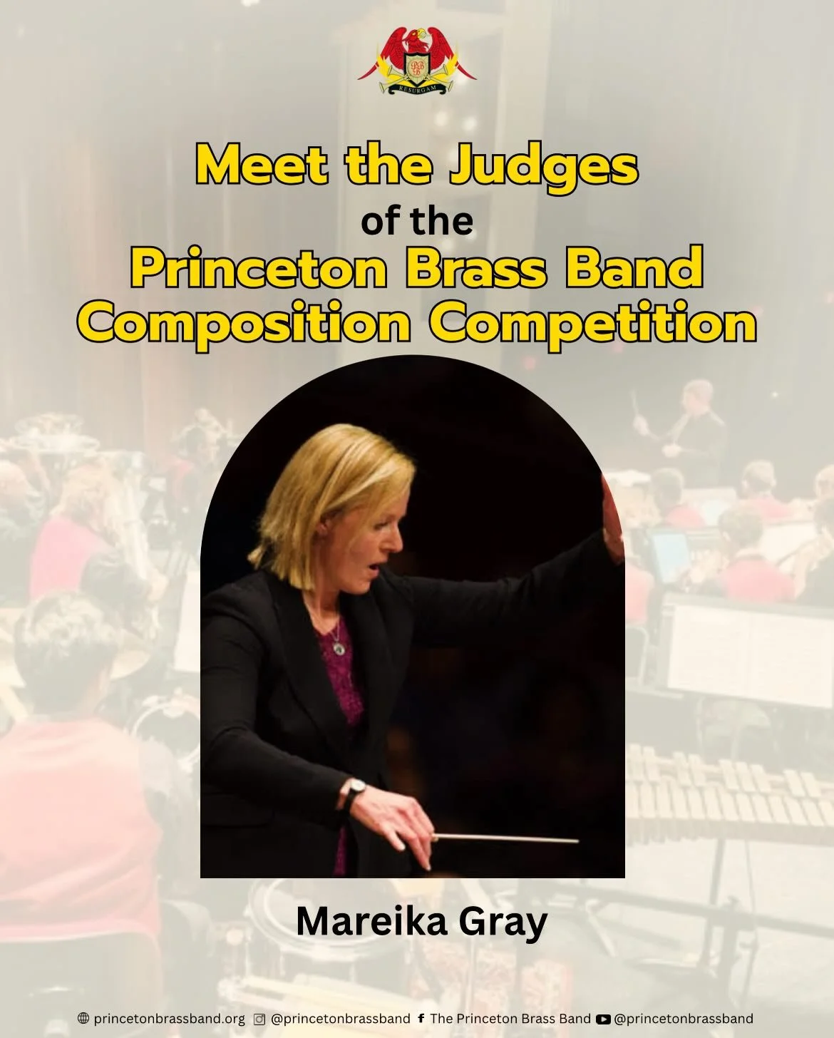 We are thrilled to collaborate with @mareikaschryver ! 
.
.
.
.
.
.
.
.
Mareika is going to lend her keen eye and focused ear to the Princeton Brass Band Composition Competition. As 1/3rd of our panel of judges she will help us discern which talented