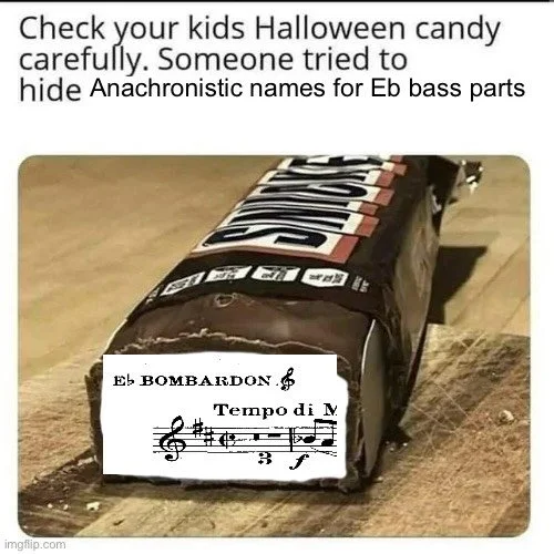 It is officially spooky season! Get ready for a whole month of deliciously niche brass band memes with a wide variety of scary thematic influences. 

Today our band begins working towards our Halloween cycle! Popular music, horror iconography, and a 
