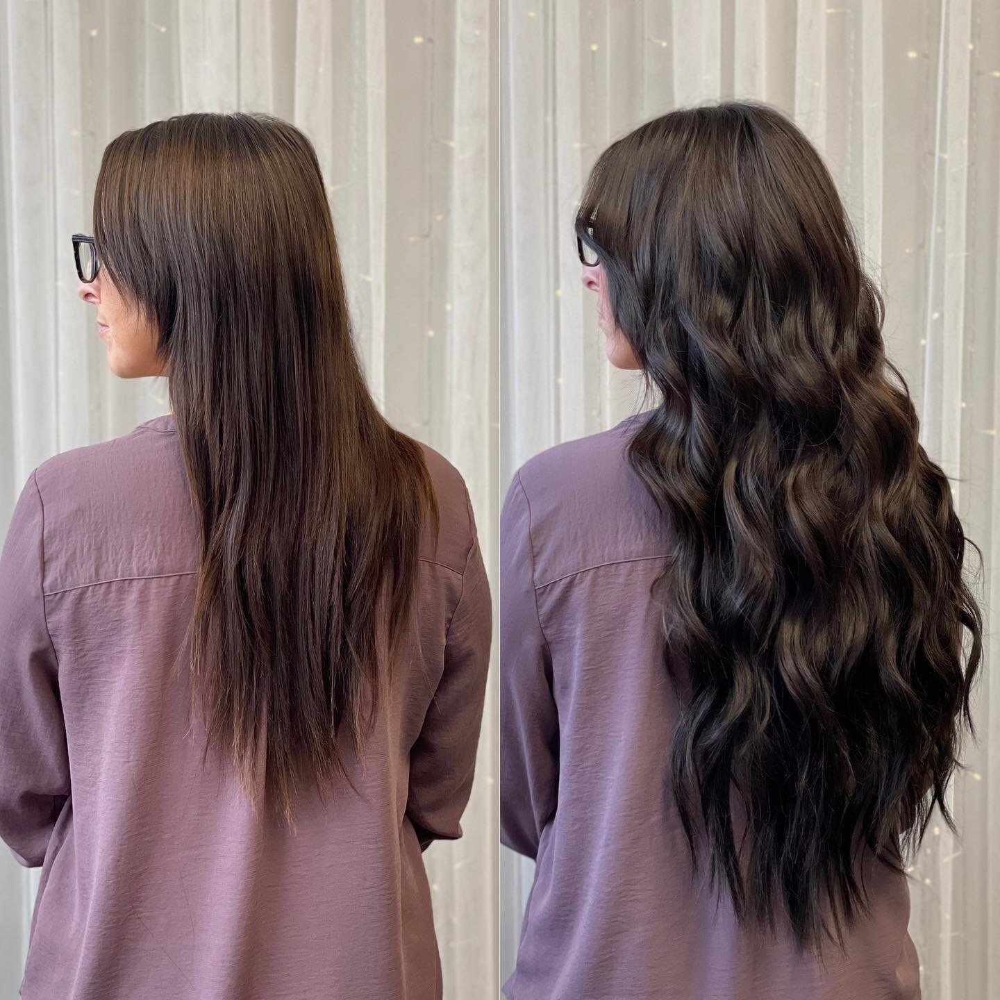 22&rdquo; extensions are DREAMY ✨

This gorgeous brunette is wearing 2 rows and 9 wefts of @covetandmane hand tied hair.