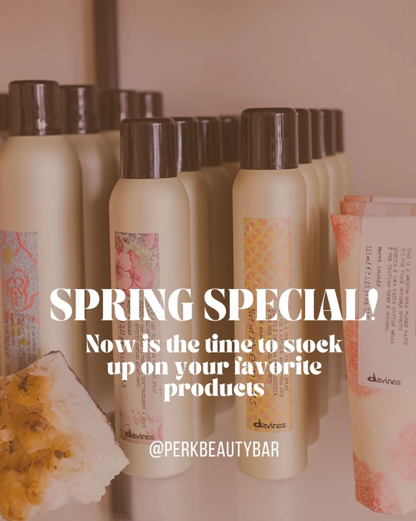 Just a little reminder ✨💛

Our spring special is still going &mdash; buy any two retail-size products and get a free hair mask 🌷

You don&rsquo;t need an appointment to shop! Feel free to stop by anytime and stock up on your favorites!

#perkbeauty