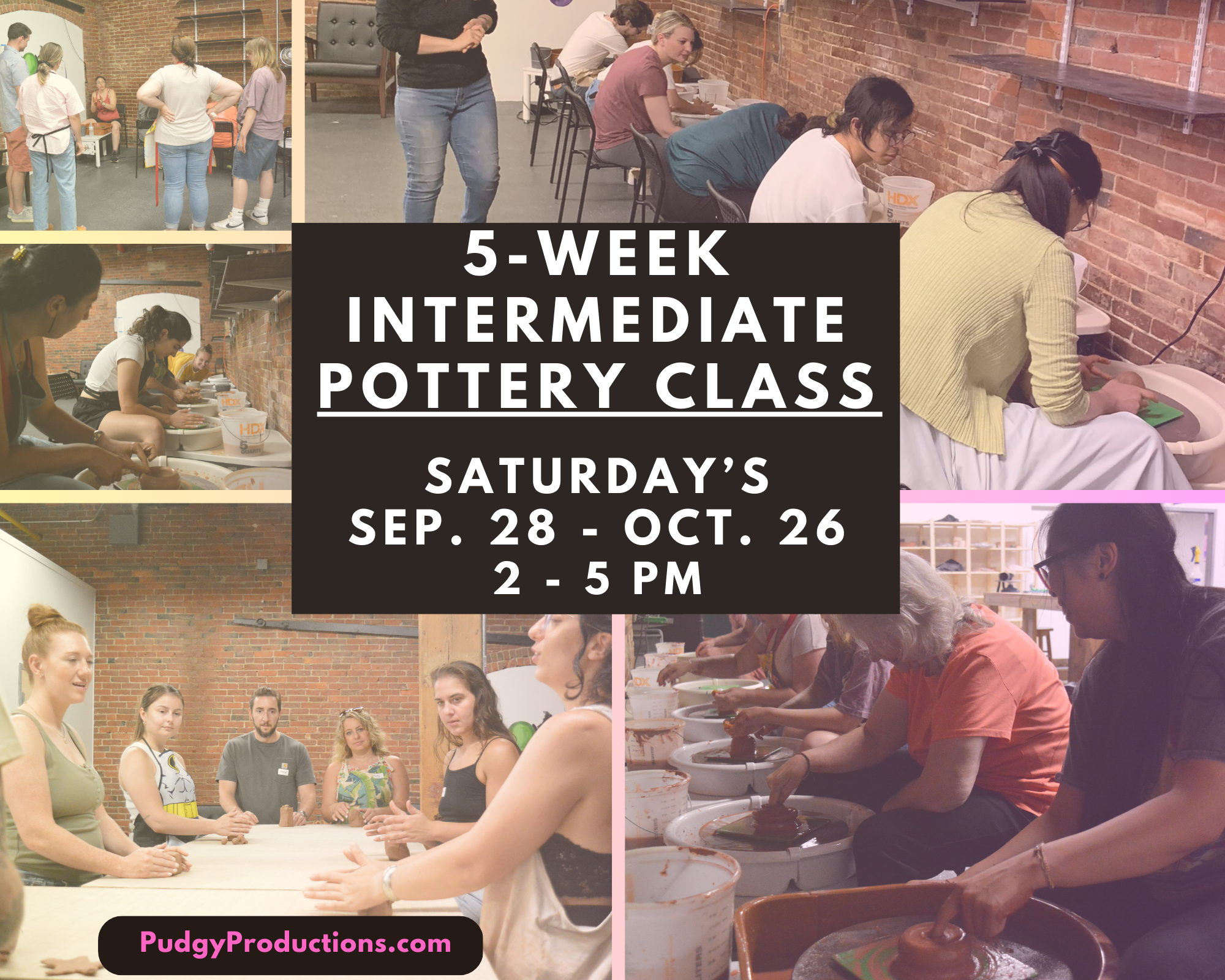 5-Week Intermediate Pottery Class! (Wheel Throwing) 9/28-10/26
