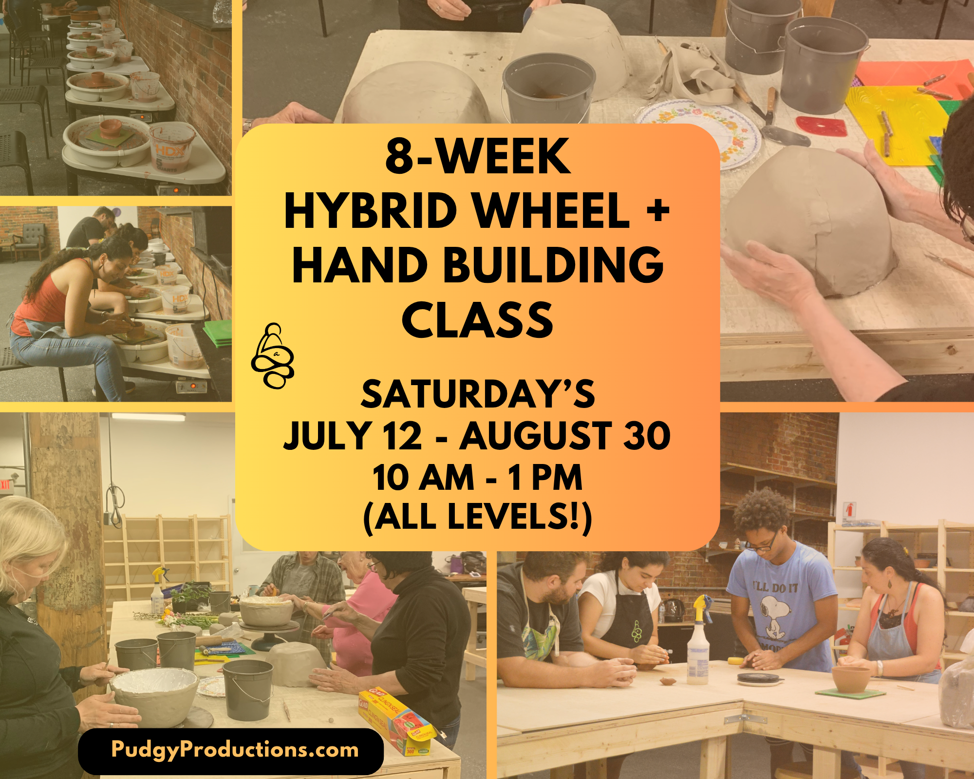 8-Week Wheel Throwing + Hand-Building Clay Class July 12 - Aug 30