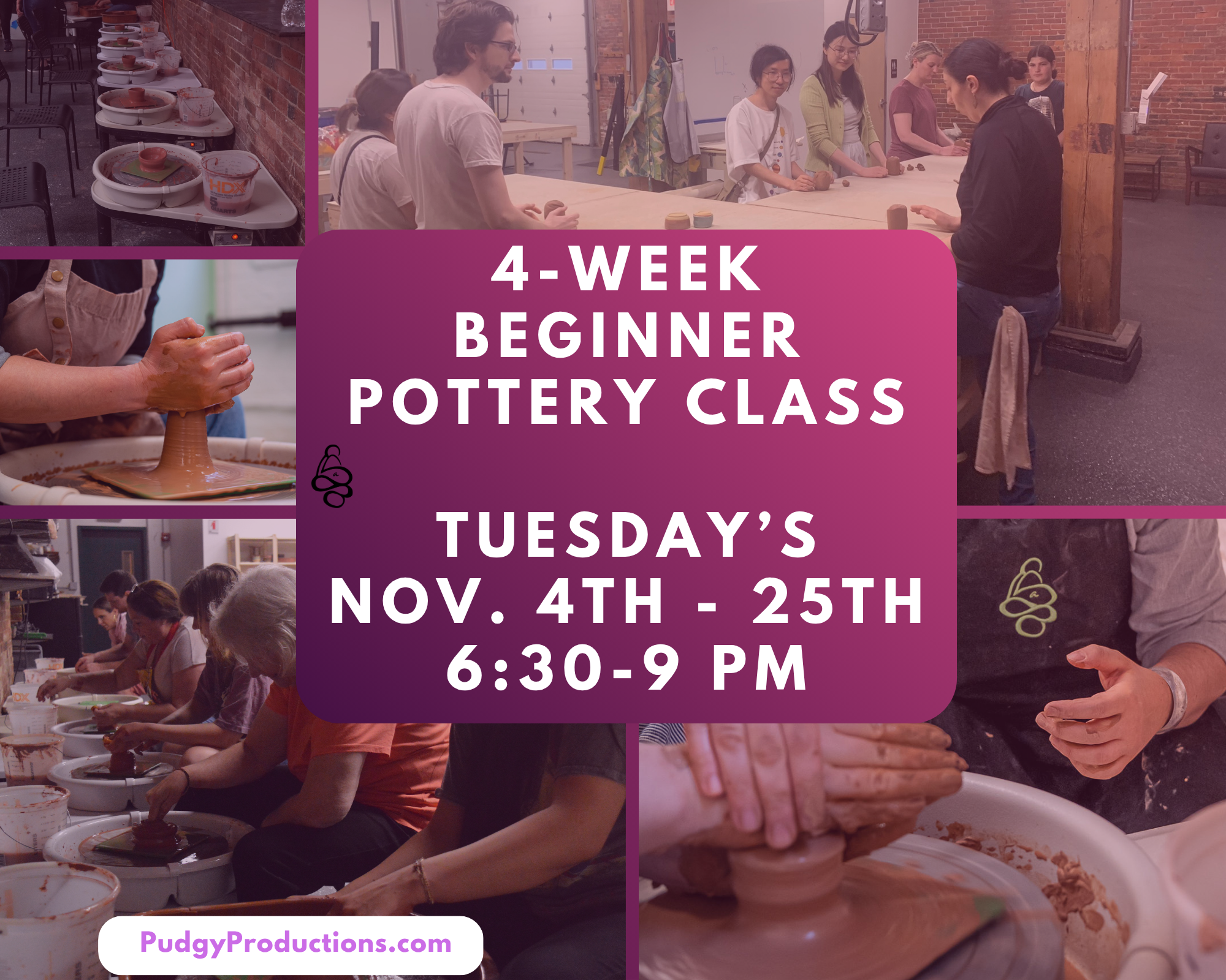 4-Week Beginner Pottery Class! (Wheel Throwing) November 4th - 25th