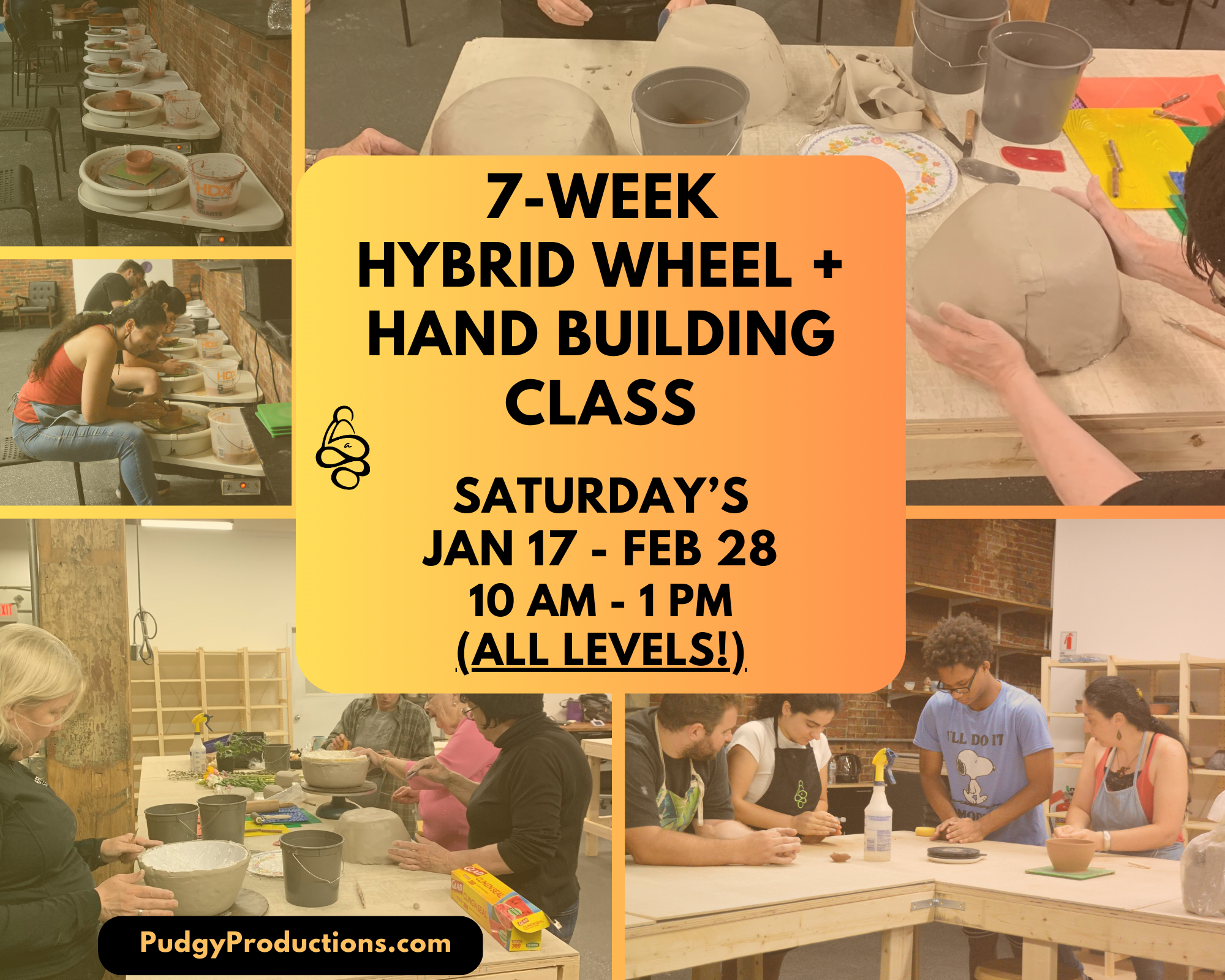 7-Week Wheel Throwing + Hand-Building Clay Class Jan 17 - Feb 28