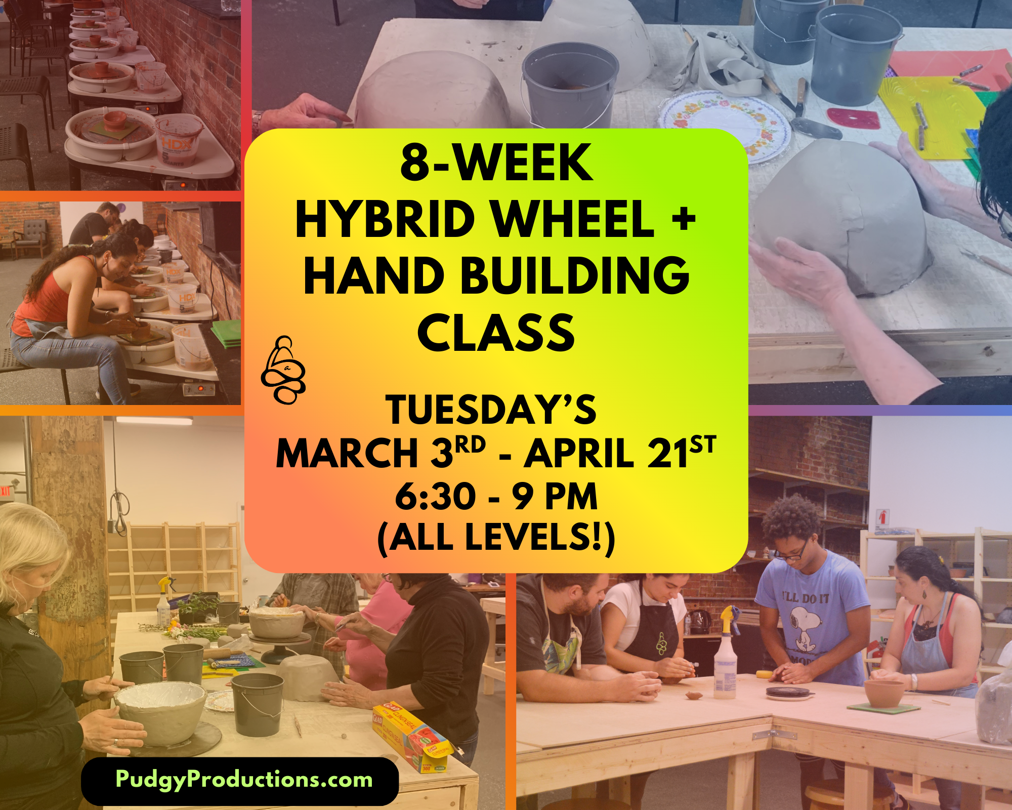 8-Week Wheel Throwing + Hand-Building Clay Class 3/3 - 4/21